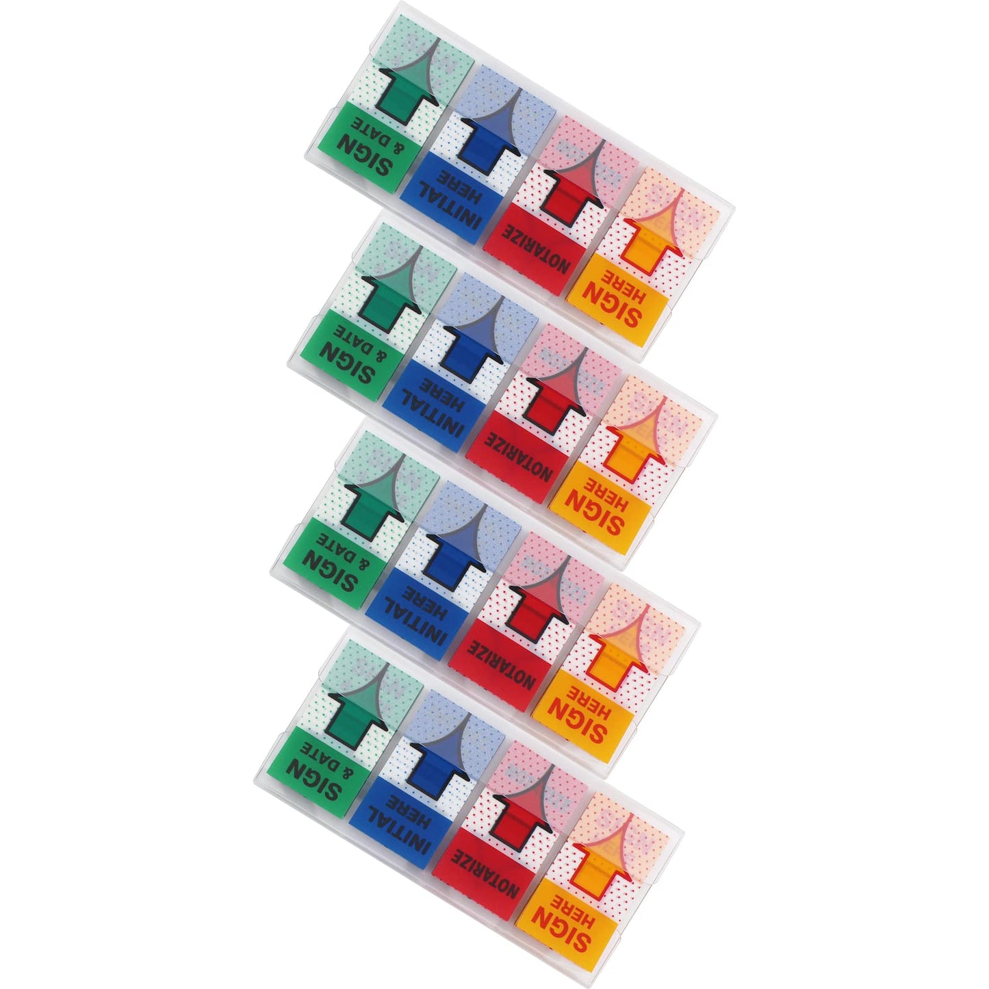 Message Flags Assorted Color, "Sign Here"/"Notarize"/"Initial Here"/"Sign and Date", 800 Pages Total, 0.98 x 1.77 Inch Wide, Easy to Post, 4 On-The-Go Dispensers/Pack