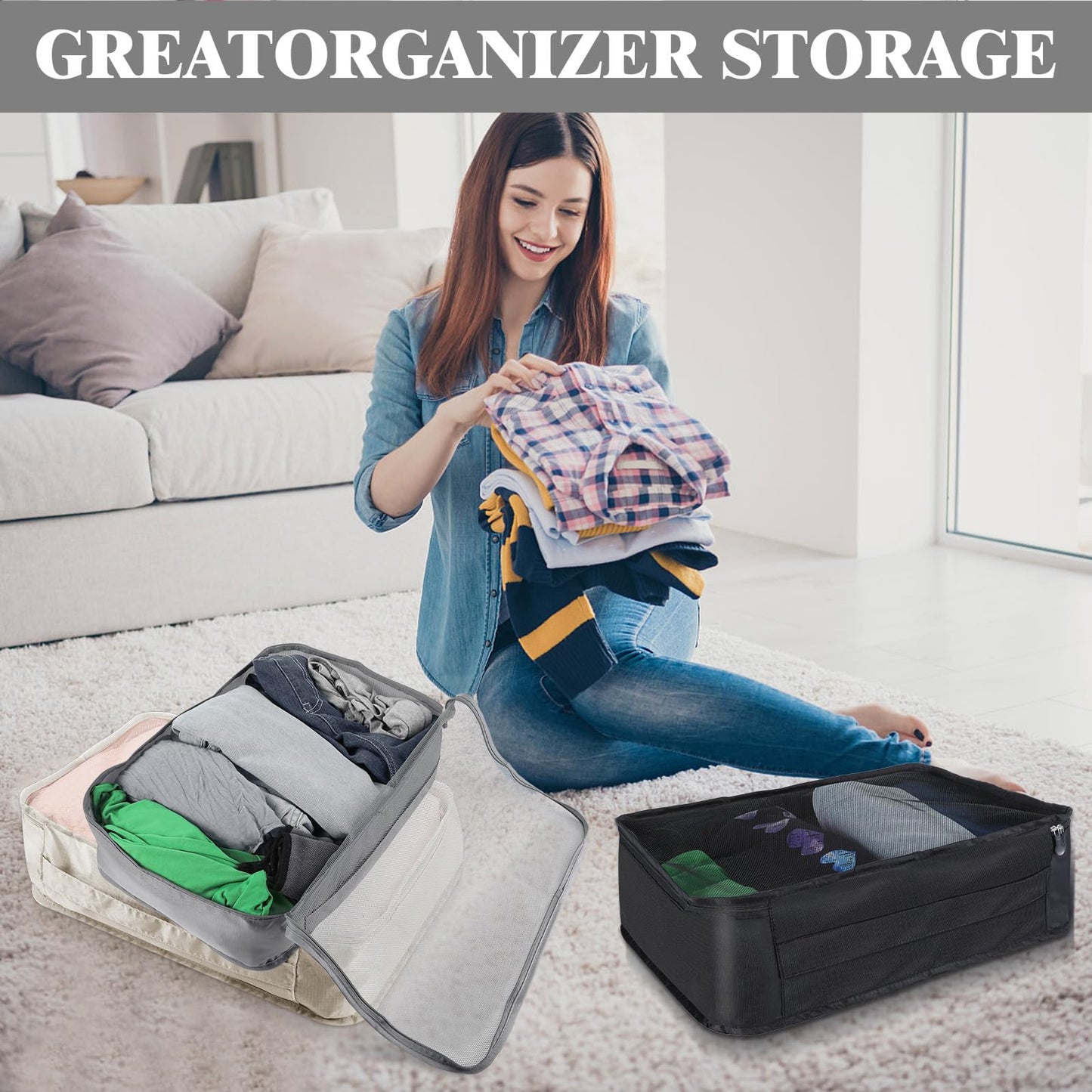 12 Pcs Packing Cubes for Suitcase Travel Luggage Bags Bulk Mesh Organizer Set for Hiking Camping Backpacking Clothes Accessories