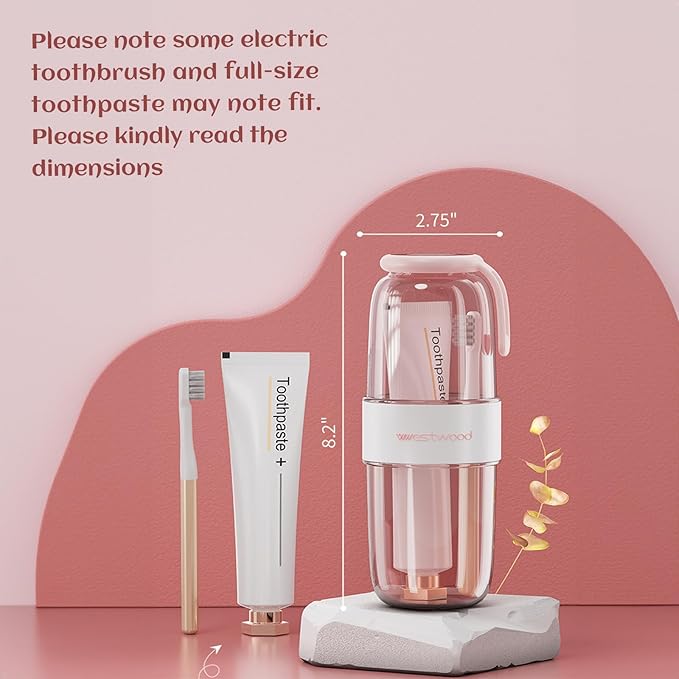 Luxury Transparent Blue Plastic Travel Toothbrush Holder Case with Cover, Portable Travel Toothbrush Cup, Storage Container for School Camping Business Trip Bathroom