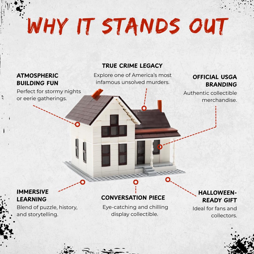 US Ghost Adventures Villisca Axe Murder House Complete Building Block Set, Historic Crime Scene Model Kit, 795 Pieces, Ages 13+, 7.4 x 7.4 x 6.42 Inches