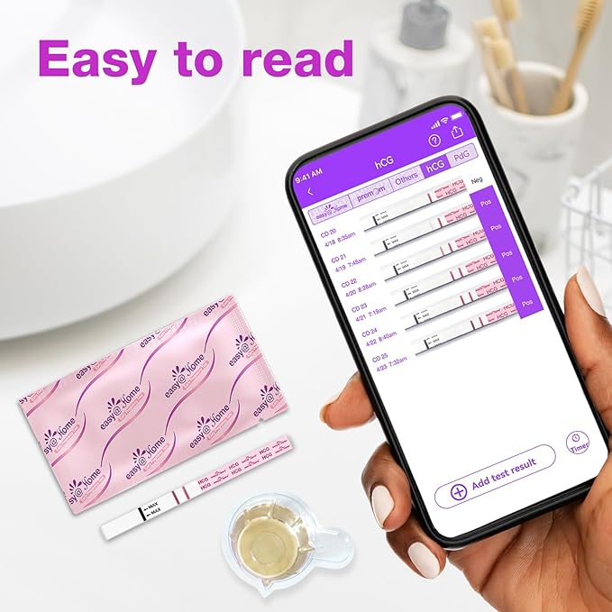 Easy@Home 40 Pregnancy Test Strips with 40 Urine Cups - Fast & Accurate Early Detection, Sensitive & Clear Results, Designed for Women Trying to Conceive Exp 09-30-2025
