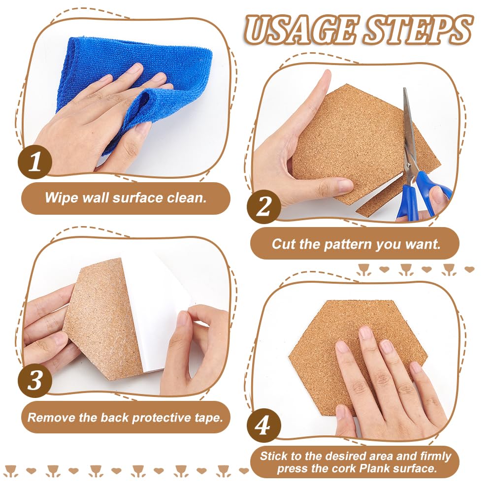 BENECREAT 78.7x11.8inch Self-Adhesive Burlywood Cork Rolls, 3mm Cork Sheets, Cork Board Mats, Coasters, DIY Handicrafts