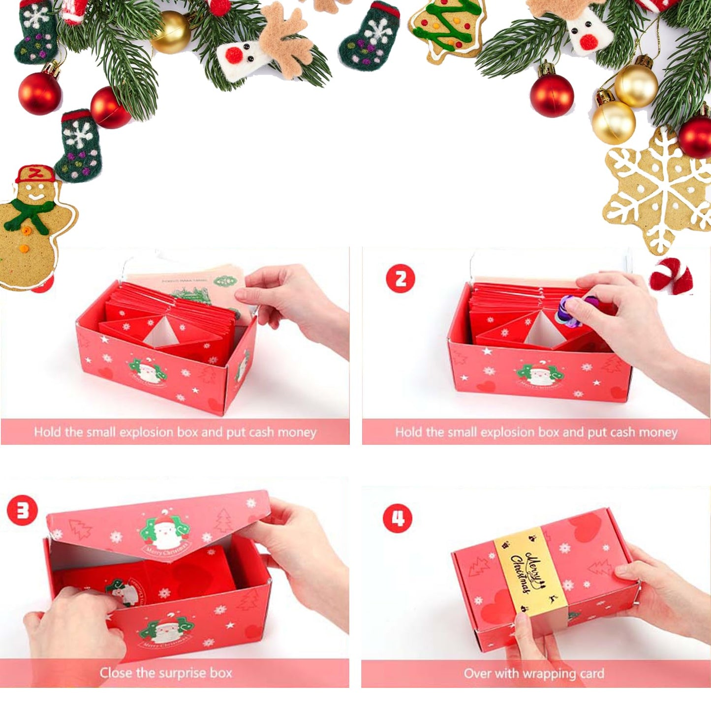 Gocikiko Surprise Gift Box Explosion for Money,Pop-Up Explosion Gift Box Surprise (10 Box Red) - Folding Bouncing Present Box for Christmas, Birthday, New Year & Anniversary Parties