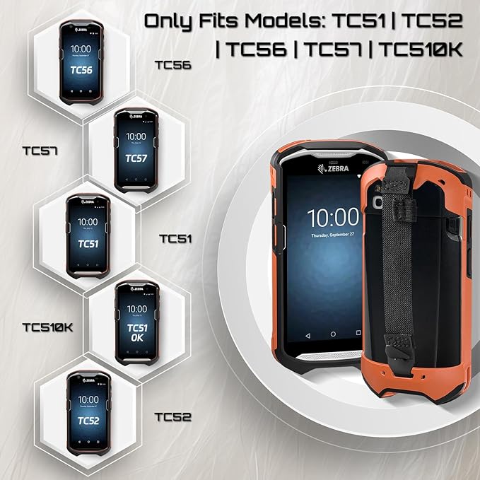 TC51 TC52 TC56 TC57 TC510K Case with Hand Strap - Protective & Ergonomic for Zebra Handheld Barcode Scanners SG-TC5X-EXO1-01 SG-TC5X-EXONHS-01 (Orange)