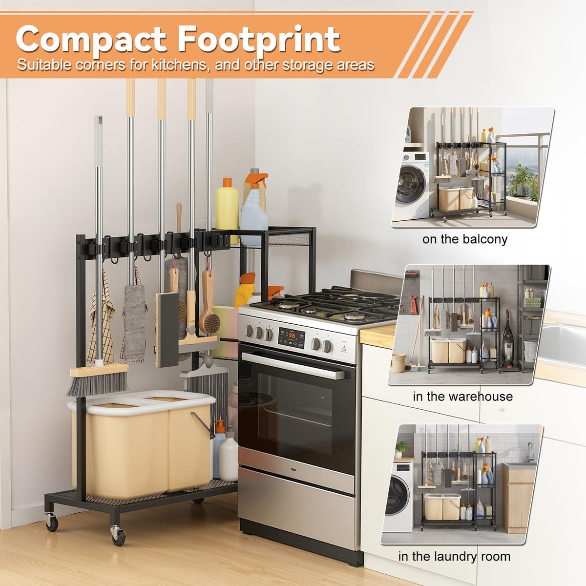 Broom Holder Cleaning Supplies Organizer