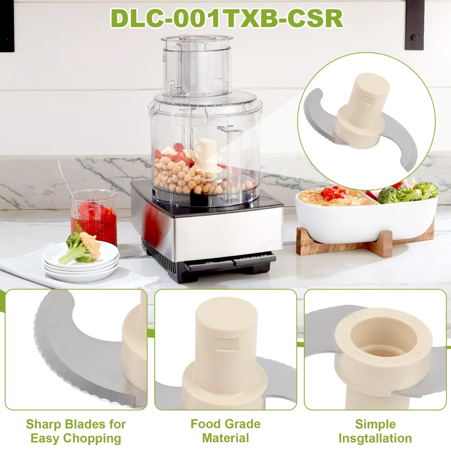 Blade for Cuisinart 14 Cup Food Processor Replacement for Model DLC-2014, DFP-14BCNY, DFP-14BCN, DFP-14BWN - ONLY for Cuisinart Blades 14 Cup - Part# DLC-001TXB-CSR