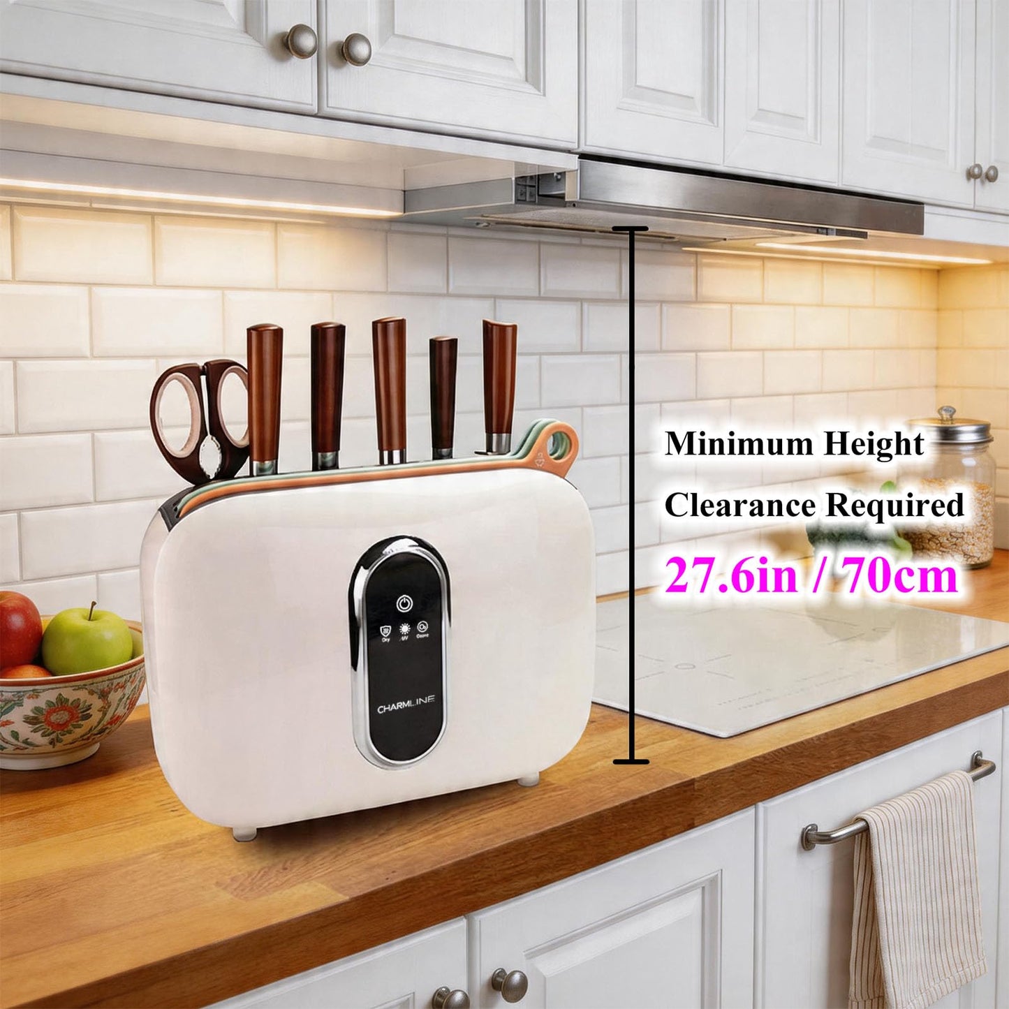 Charmline Smart Cutting Board and Knife Set with Holder, Self-Cleaning & Drying, Space-Saving Kitchen Organizer, Practical Gift for Mom, Housewarming, Birthday & Christmas