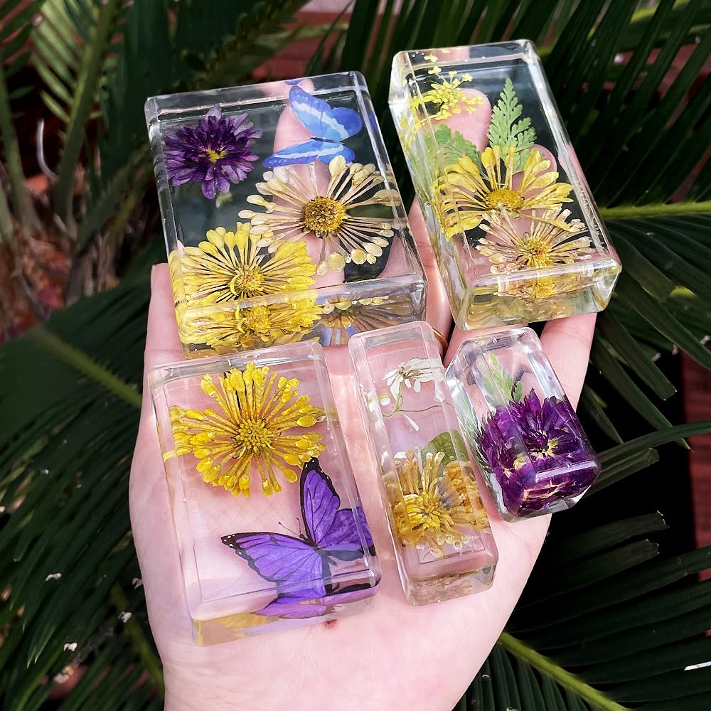 RESINWORLD Upgraded 10 Sizes Epoxy Resin Molds Silicone Kit, Square Rectangle Silicone Molds for Resin, Soap, Candles, Specimen, Dried Flower