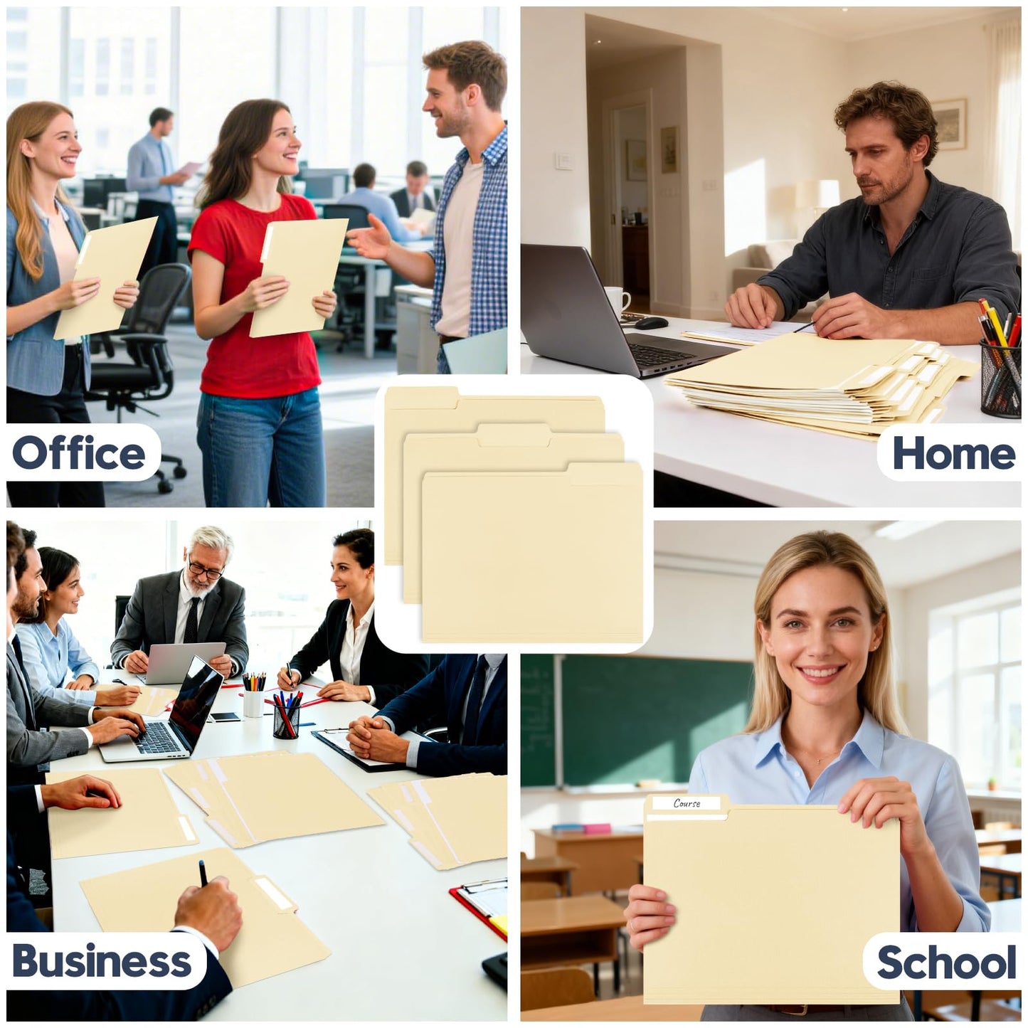 Manila File Folders, 150 Pack Bulk, Letter Size 8.5" x 11", 1/3 Cut Tabs in Assorted Positions, Includes Blank Labels, Sturdy Paper Stock for Office Business School Home Use,Manila