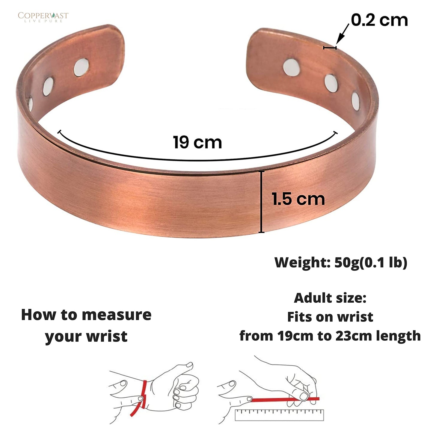 Coppervast Copper Bracelets for Men and Women | Gift for Women and Men | gifts for mom - Magnetic Adjustable Copper Bracelets