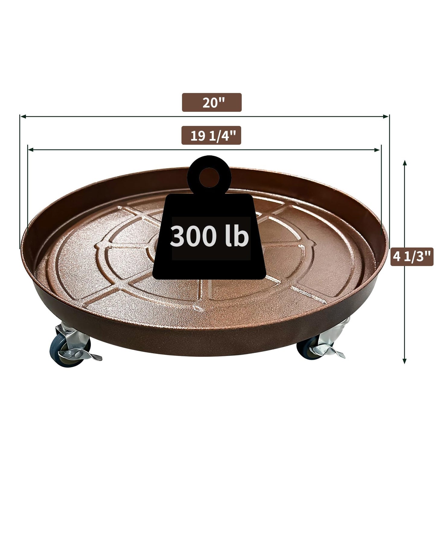 Tadpolebaby Heavy Duty Plant Caddy with Solid Rubber Wheels, Lockable, Increased Load Capacity, One-Minute Installation, Suitable for Indoor, Outdoor, Patio, Garden Settings, 20 Inches 2PACK, Bronze