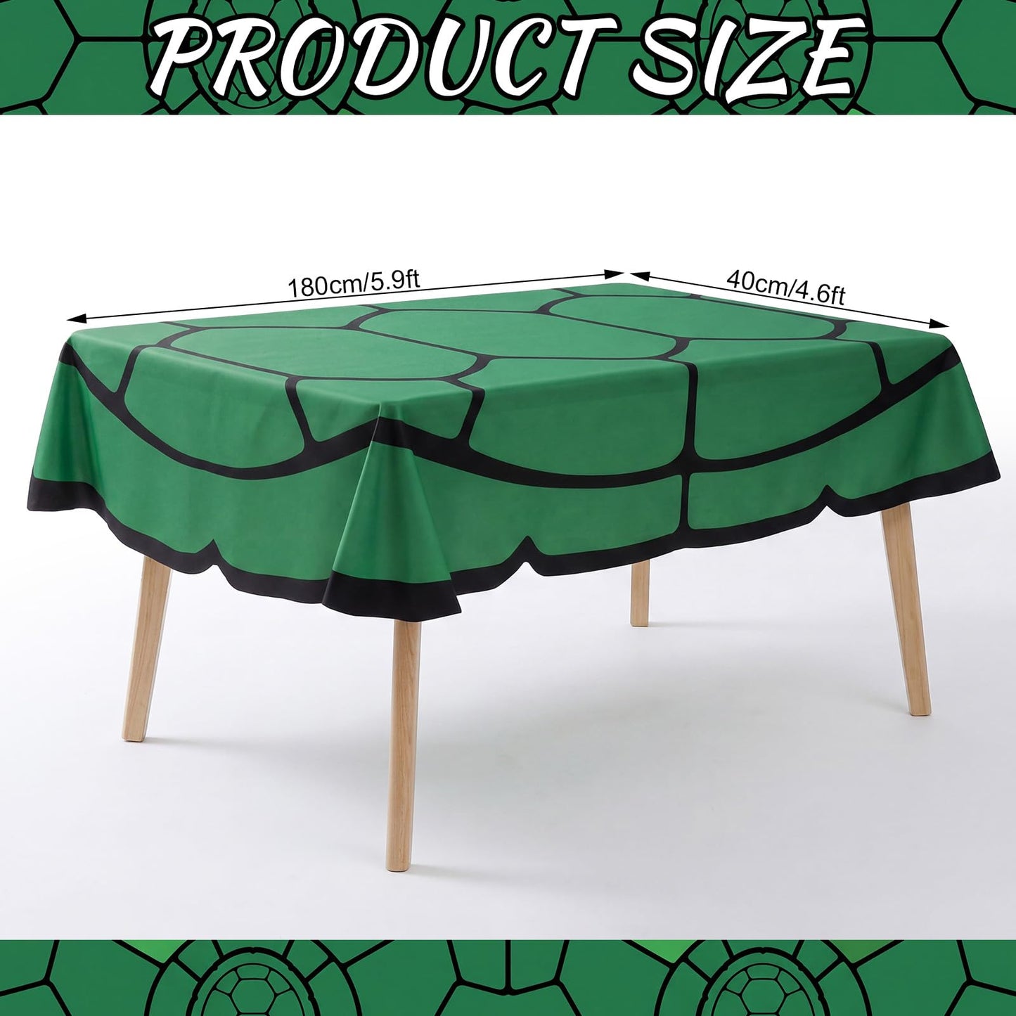 Frienda Turtle Birthday Party Decorations Oversized Turtle Shell Tablecloth Party Supplies 70.8×55.1 Inch Green Irregular Cartoon Theme Table Decorations Durable Polyester Fabric Table Cover
