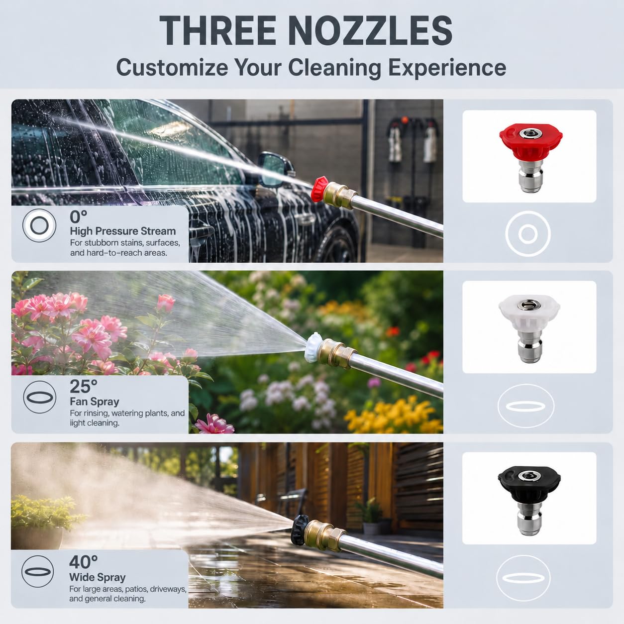 jet nozzle power washer wand for garden hose with 3 high pressure water hose nozzle and Quick Connectors For Patio Car Window Washing