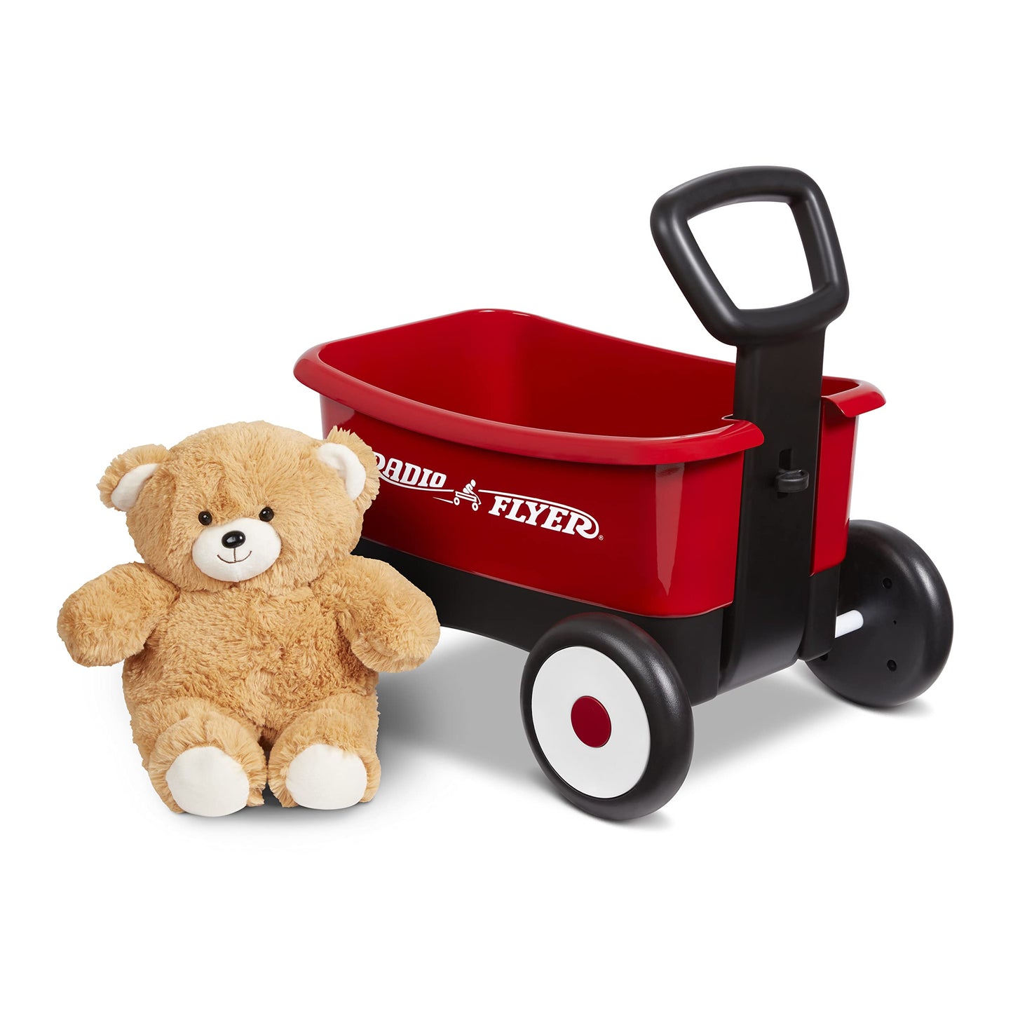 Radio Flyer Push & Pull Walker Wagon with Teddy Bear, Red, for Kids 1-4 Years Old, Locking Handle for Stability, Baby Push Walker Converts to Pull Wagon, for Indoor & Outdoor Play