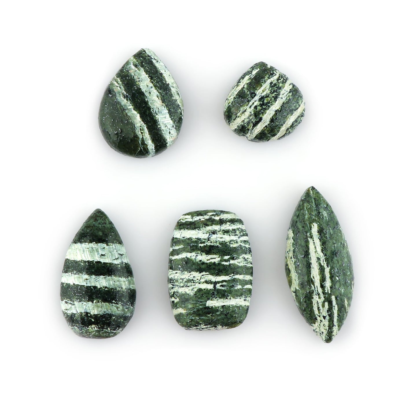 CRYSTALINES 5pcs, Natural Chrysolite Gemstone, Bulk Flatback Cabochon Stone, Polished Loose Supplis for Jewelry Making, Chakra Healing Crystals, Wire Wrapping, Decoration, Gem Collector