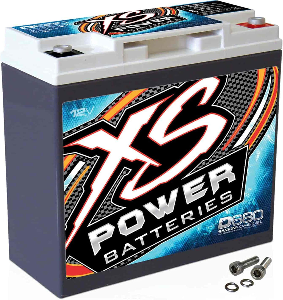 XS Power D680 1000 Amp AGM Battery with M6 Terminal Hardware - 12 Volt 20Ah 370CA Deep Cycle AGM Battery for Car Audio Stereo Systems - 13.69 lbs, Maintenance Free, Sealed Powercell