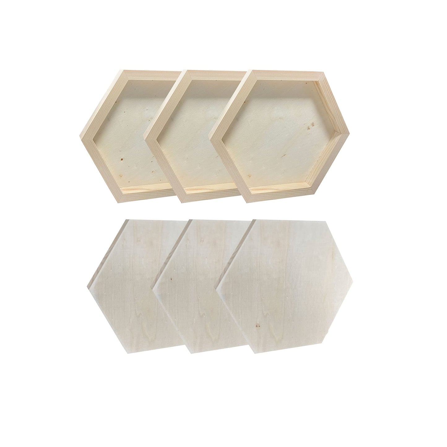 Hexagon Wood Canvas for Crafts, Framed Wooden Panel Boards for Painting (8x9 in,6 Pack)