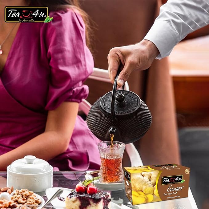 Tea4U Flavored Black Ceylon TeaBags (Ginger) - Ideal Quality from Sri Lanka's Finest Leaves and Expertly Blended - 25 Count