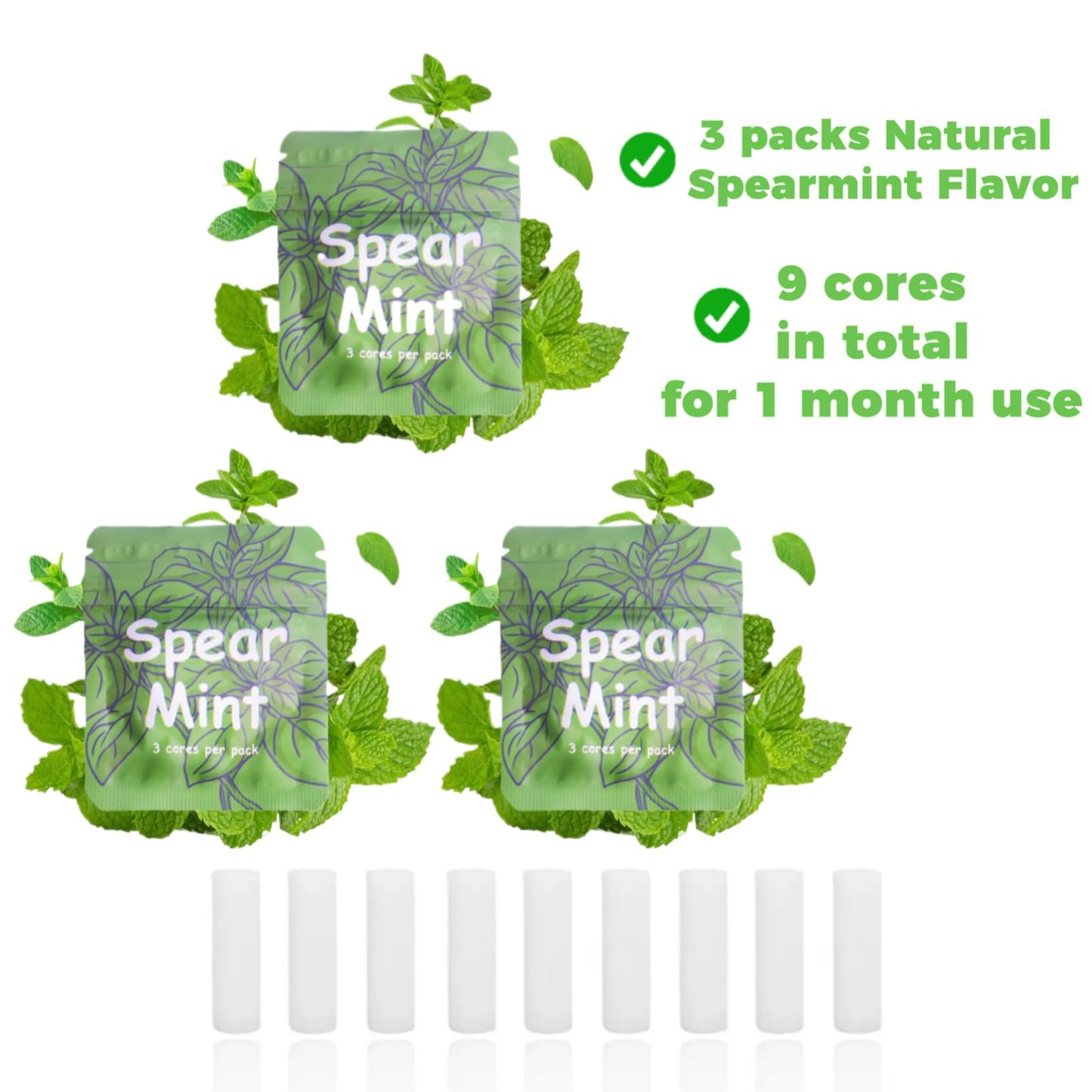 LAMKHOO Breathing Necklace to Quit Smoking and Vaping with Refillable Mint Pods Stop Smoking Aids Fidget Necklace Smokeless Inhaler for Adults (Spear Mint×3)