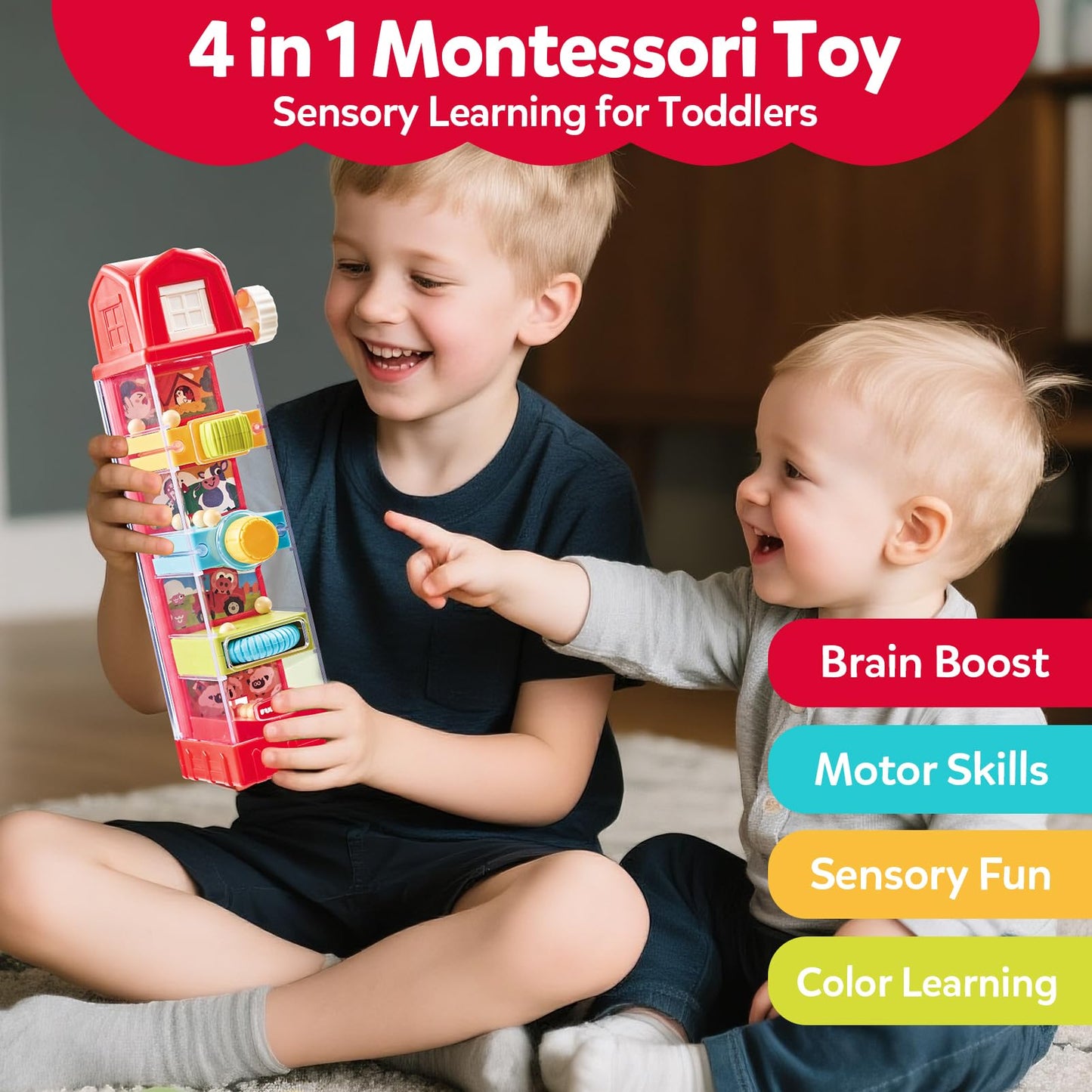 CuteZone Farm Egg Drop Toy for Toddlers 2-4, Montessori Toy for 2 Year Olds, Fine Motor Activity, Cause and Effect Learning, Quiet Travel 2 3 Year Old Gift for Boys Girls