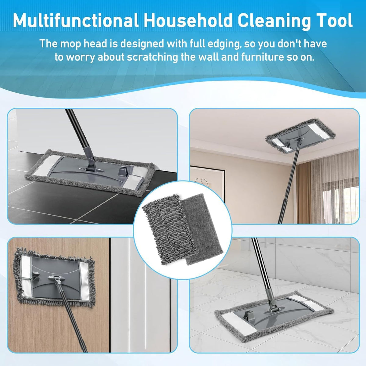 Microfiber Mop Replacemet Head for VOUBIEN Wall Cleaner Mop (2 Count)