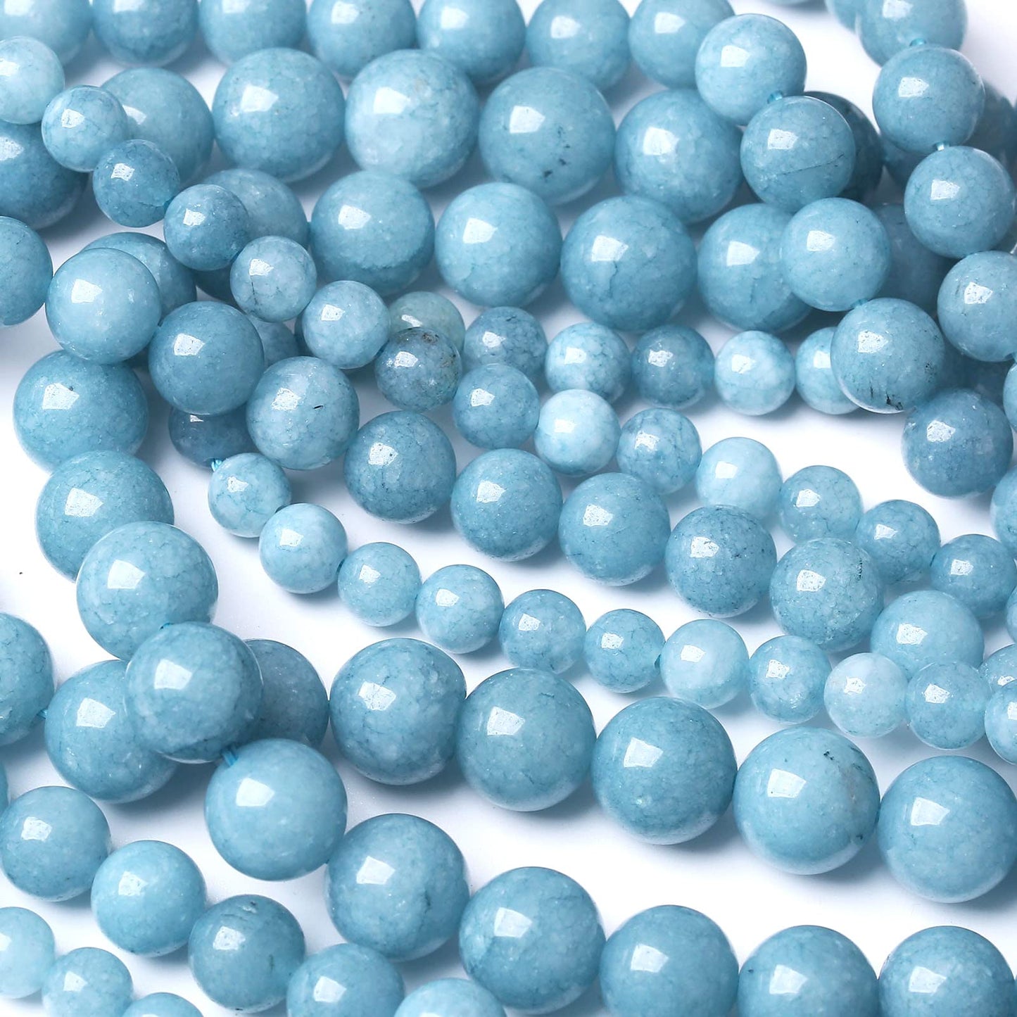 Blue Chalcedony Natural Stone Beads Gems Round Loose Beads Jewelry Making DIY Bracelet Necklace Accessory 1 Strand 60PCS 6MM 15"