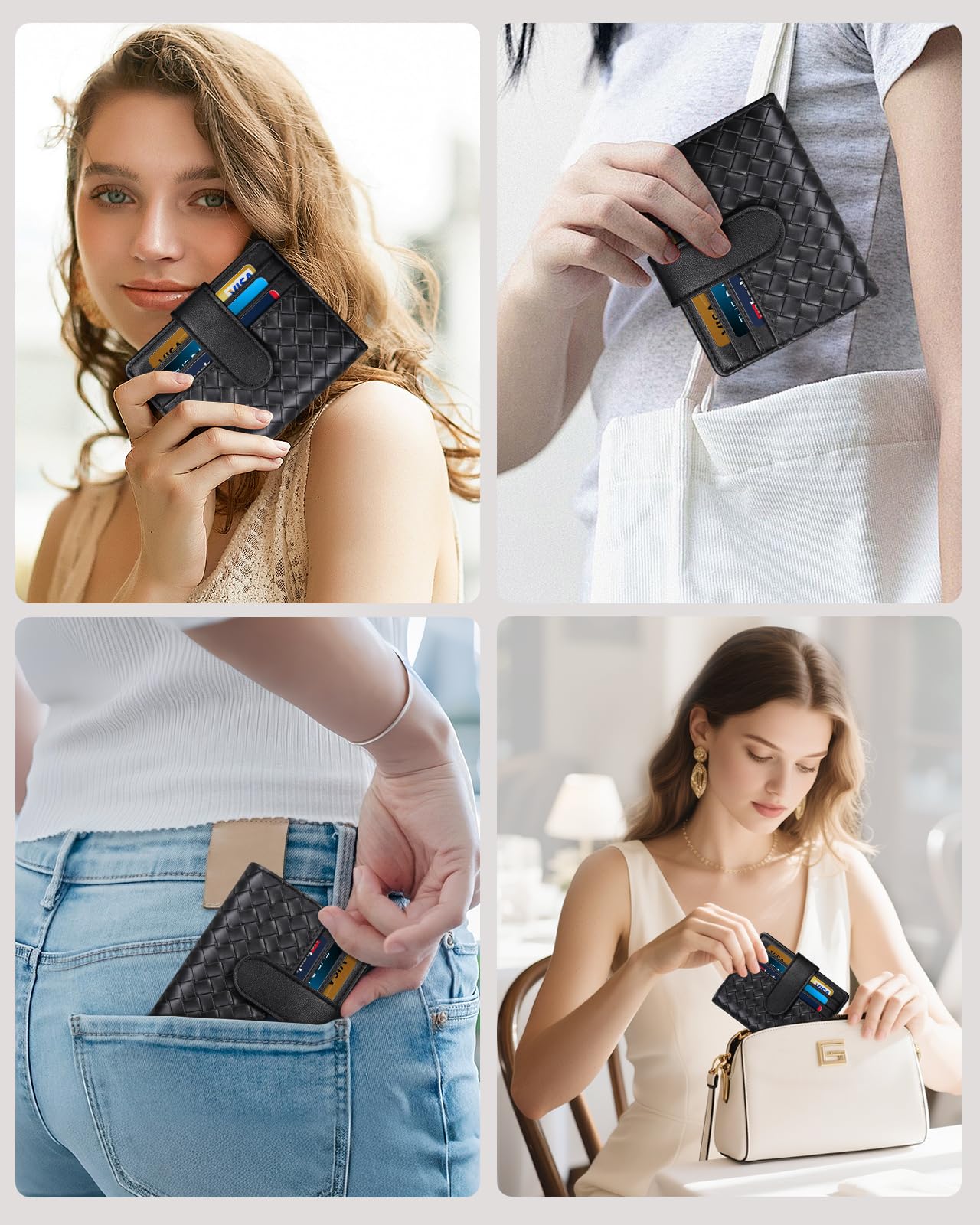 Smart Women Wallet with Find My, Wallet Tracker, RFID Blocking Bifold Credit Card Holder, Left-Behind Alerts, Play Sound, Anti-Loss, Wireless Rechargeable, Works with iPhone, iPad, Mac, Black