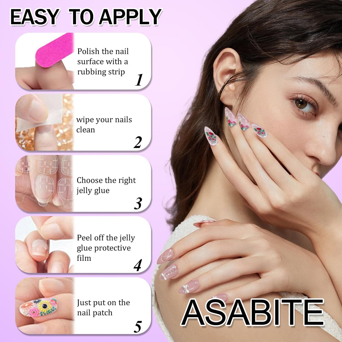 24 Pcs Almond Press on Nails Medium Fake Nails 3D Hot Stamping Design Reusable False Nails Kit Almond Shape Nails Artificial Acrylic Nails Press ons Full Cover Stick on Nails for Women