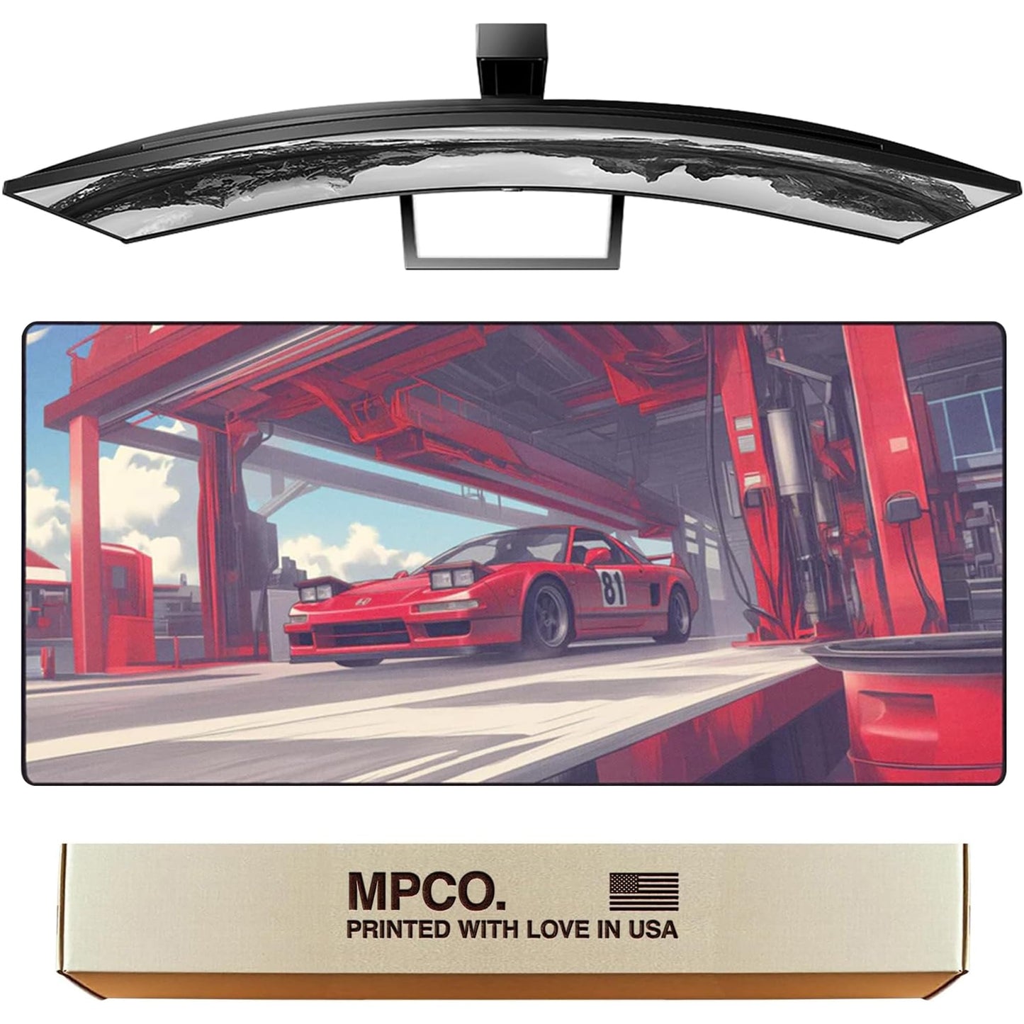 MPCO. Original Large Gaming Desk Mat – 36" x 17" Aeroglyde Manga Motors Miros-Honda Full Desk Mouse Pad for Smooth Precision – Non-Slip, Washable Extra-Large PC Mouse Pad for Gaming Sessions