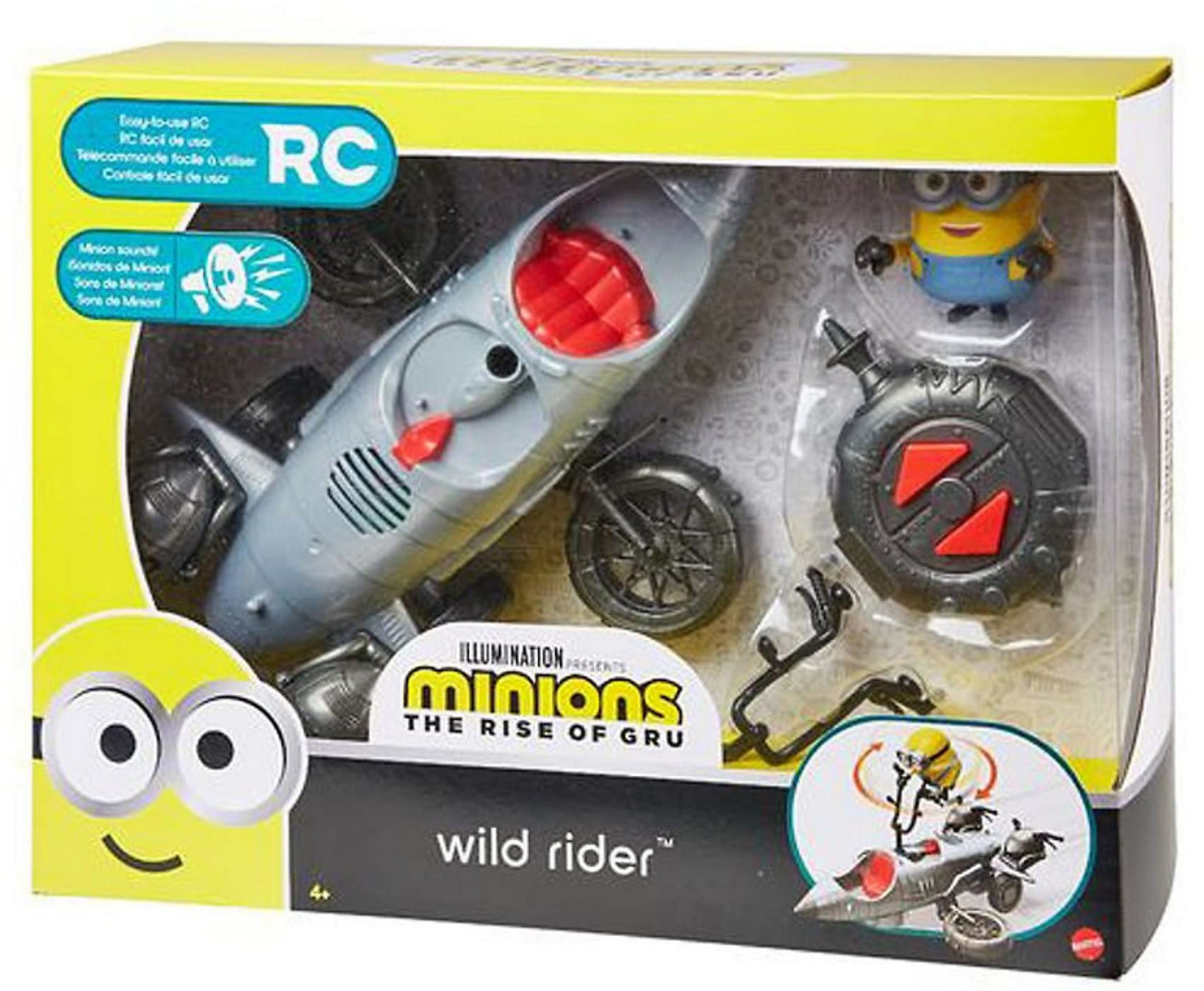 Mattel Minions Wild Rider Remote Control Vehicle with Minion Bob Action Figure, For Kids 4 Years and Older