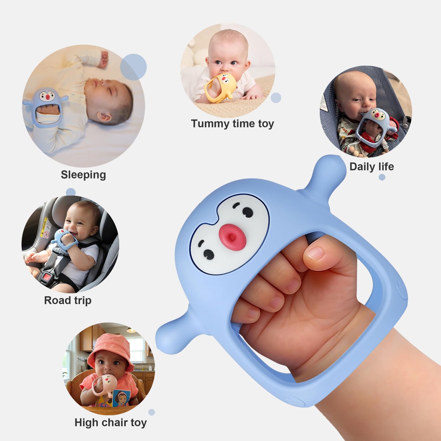 Smily Mia Baby Teething Toys for 0-6Months, Penguin Teethers for Babies 3-6Months | Hand Teether for 0-6M |Teething Mittens for Teething Relief, Baby Pacifier |New Born Essentials, 2Pack