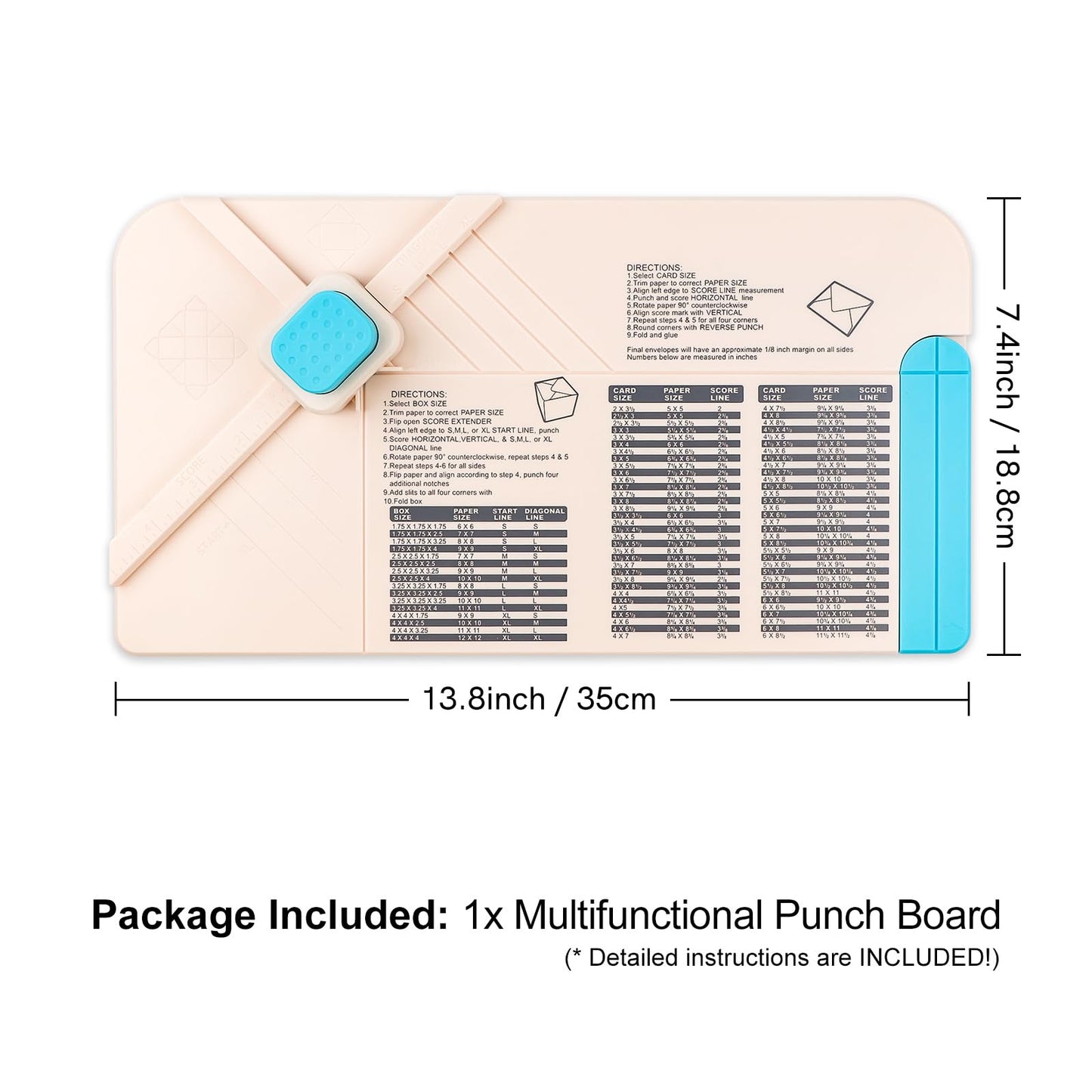 BAOFALI 3-in-1 Punch Board for Envelopes Gift Boxes Bows with Indentation Pen for Creating Custom Envelopes, Bows, and Gift Boxes Birthday Party of Different Sizes. Card Making and DIY Projects