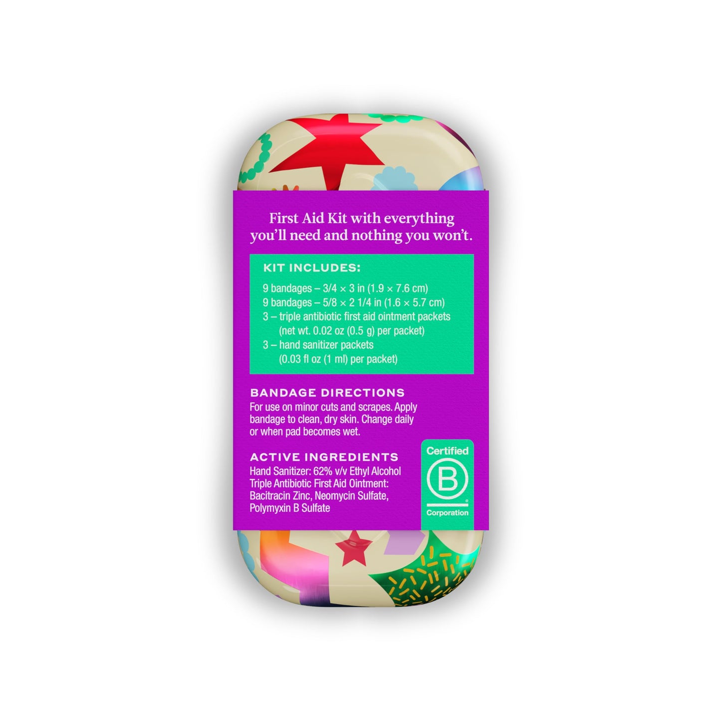 Welly Quick Fix, On The Go First Aid Kit, Assorted Bandages, Ointments, and Hand Sanitizer, Three Color Bandages - 2 Pack