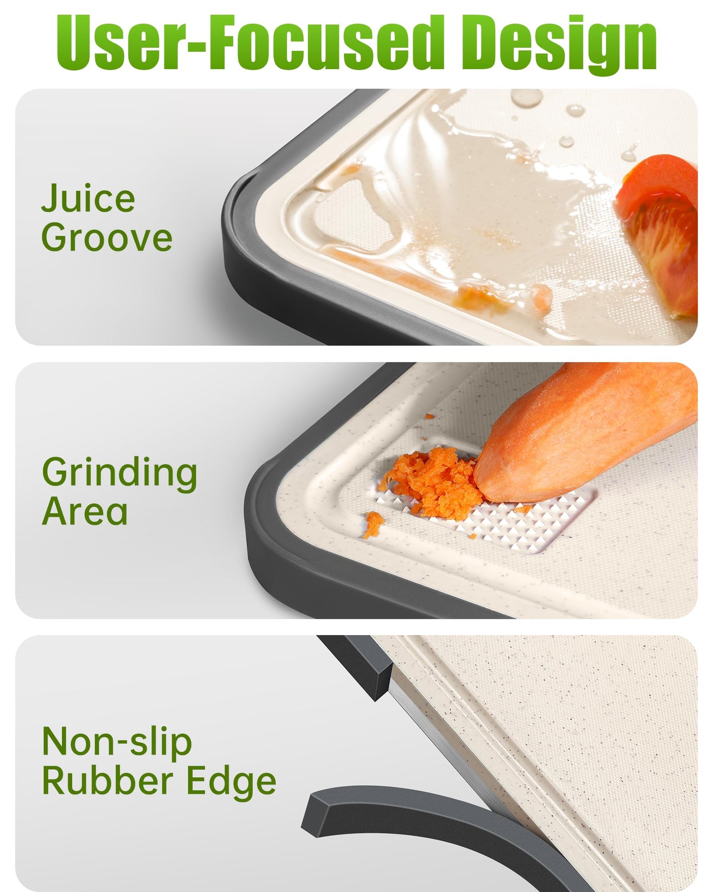 Washour Titanium Cutting Boards for Kitchen, Non Toxic 2-in-1 Cutting Board Double Sided, Food Grade Chopping Boards for Fresh Meat Vegetable, Easy to Clean Large Size 16”×11”