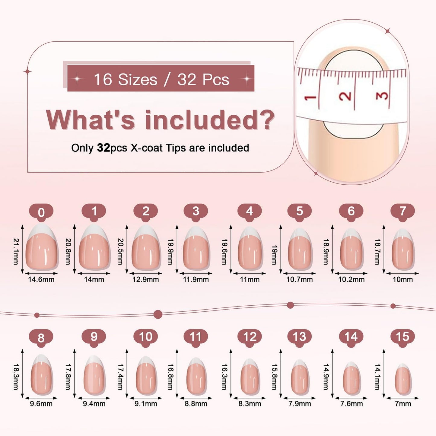 Rose Red Press on Nails with Chrome Fake Nails Designs Thickened Acrylic Nails Short Almond Glue on Nails Solid Color False Nails Full Cover Stick on Nails for Women Girls Manicure Art 32 Pcs