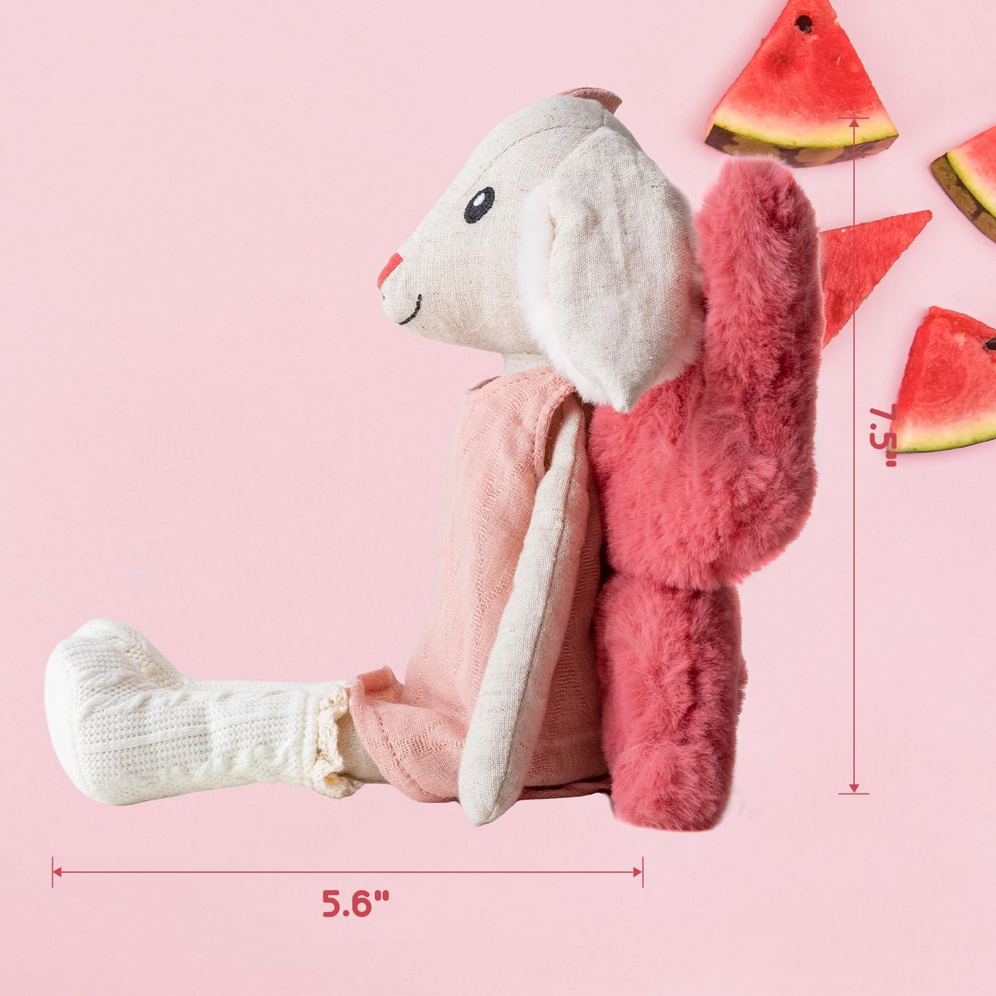 CUDDLE CORNER 11" Easter Bunny Plush Toy with Wings, Linen Cotton Stuffed Rabbit Animal, Easter Decor Plush Figure, Bunny Stuffed Animal Gift for Baby