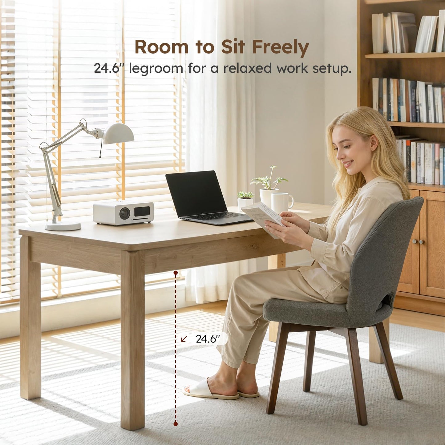 Farmhouse Dining Table, 70" Rectangular Wooden Kitchen Table for 4–6 People, Modern Dining Table & Home Office Desk for Family Gatherings and Study, Easy to Clean, Rustic