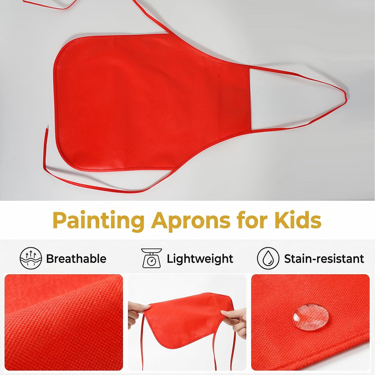 RAIHOMKIT 24 Pieces Apron, 13 x 18.9 inch Red Art Smock, Paint Aprons Smocks, Neck Hanging Painting Aprons for Party Kitchen Art Crafts Painting Activity