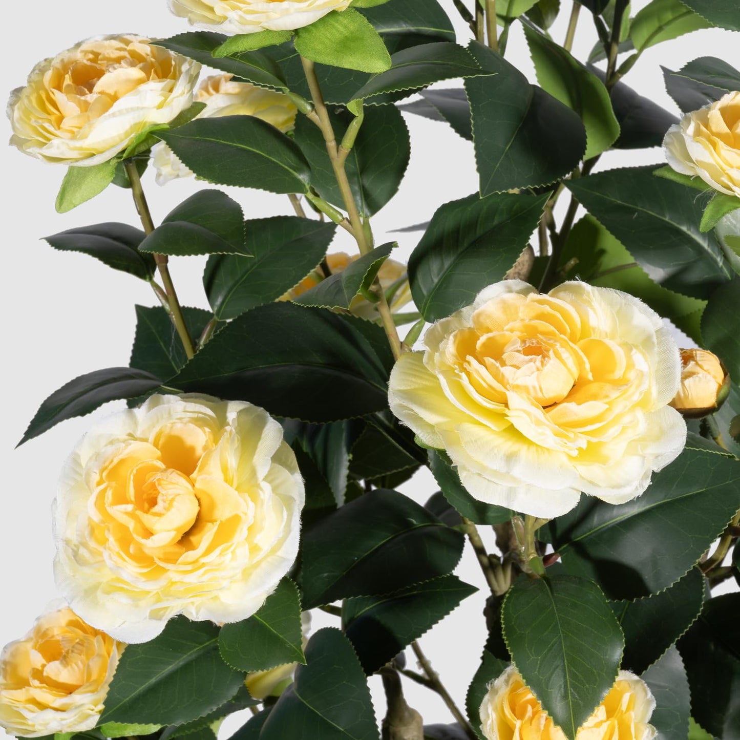 Romantic Season 2Pack Artificial Camellia Tree, 3FT Yellow Faux Camellia Plant for Modern Home, Office & Living Room Floor Decor