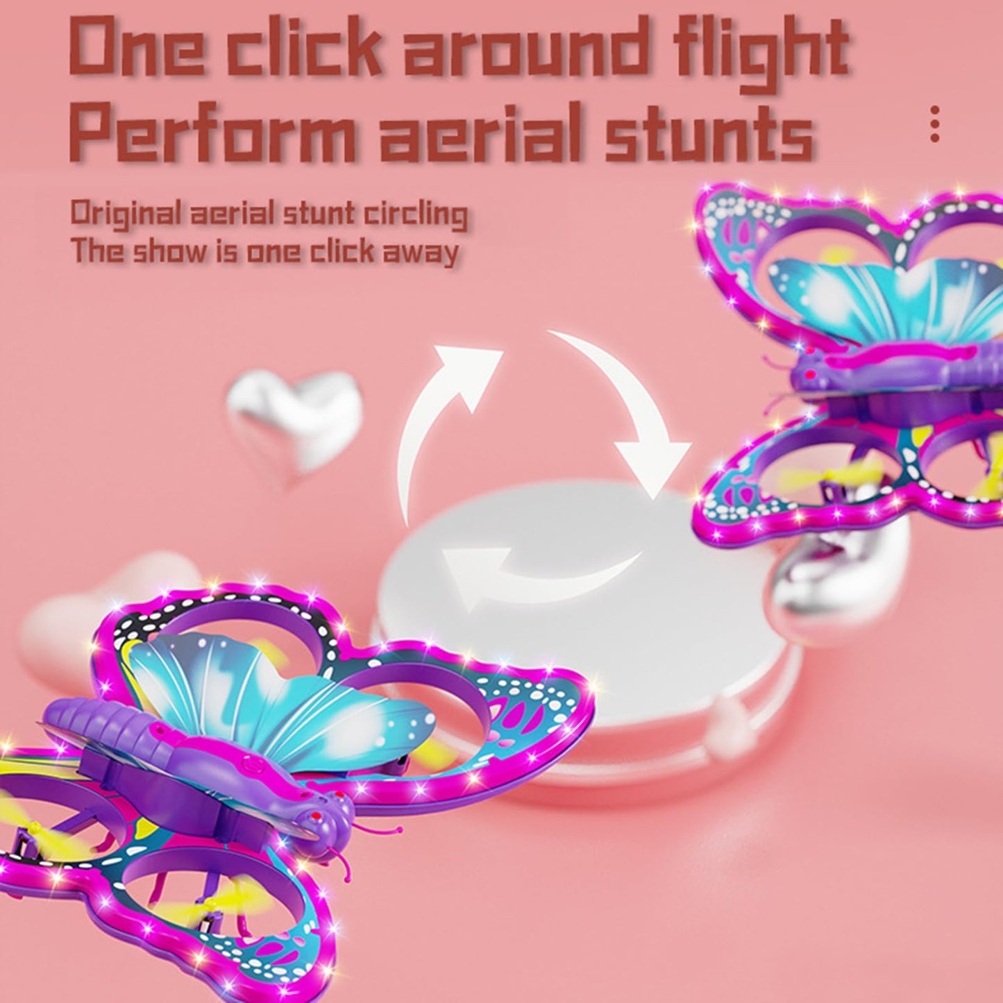 Mini Drone for Adults, Remote Control Butterfly Drone with LED Lights, RC Quadcopter with 3D Flip, Headless Mode, Altitude Hold, Small Flying Toys Drones for Beginners, 1 Battery