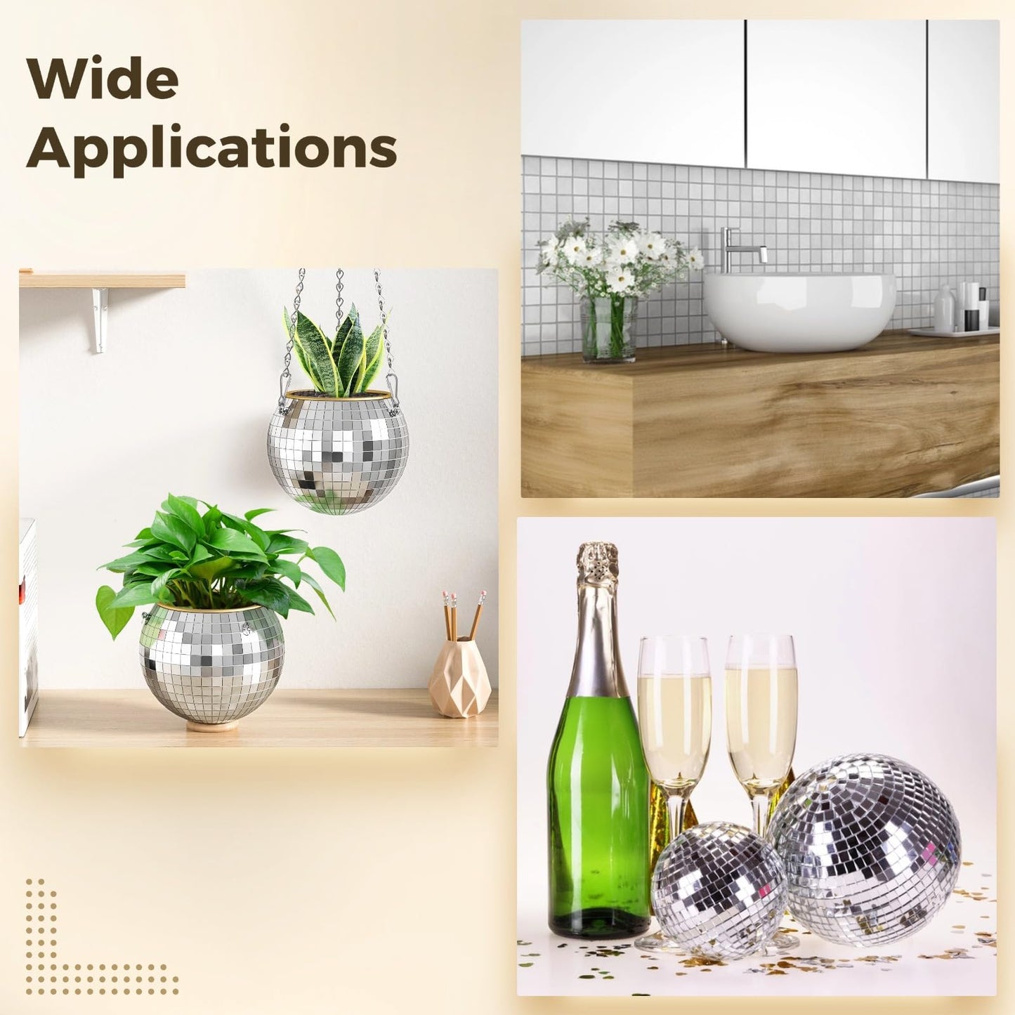 30 Sheets (4500 Pcs) Silver Disco Mirror Tiles, Self Adhesive Mosaic Tiles 5.9 x 3.9 x 0.2 in/15 x 10 x 0.5 cm, Real Glass Reflective Sheets for Disco Ball Decor, DIY Craft Party Decoration