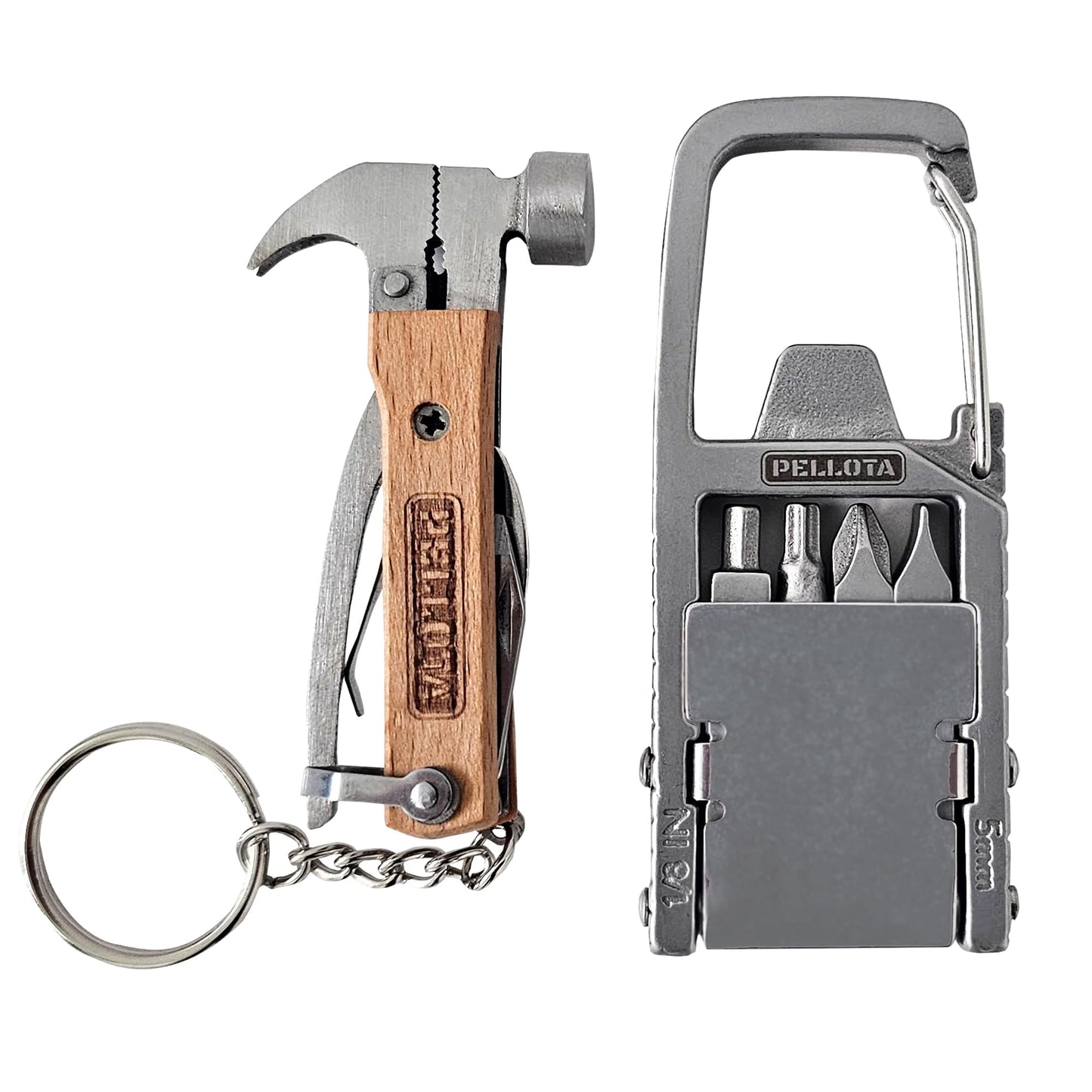 Pellota Multi Tool Prizes [17-in-2] for Adults - Multi Tool for Men, Multitool, Small Hammer, Small Tools, Hammer Multitool, Gifts for Men, Dad, Husband, Camping, Bottle opener, retrieve card pin