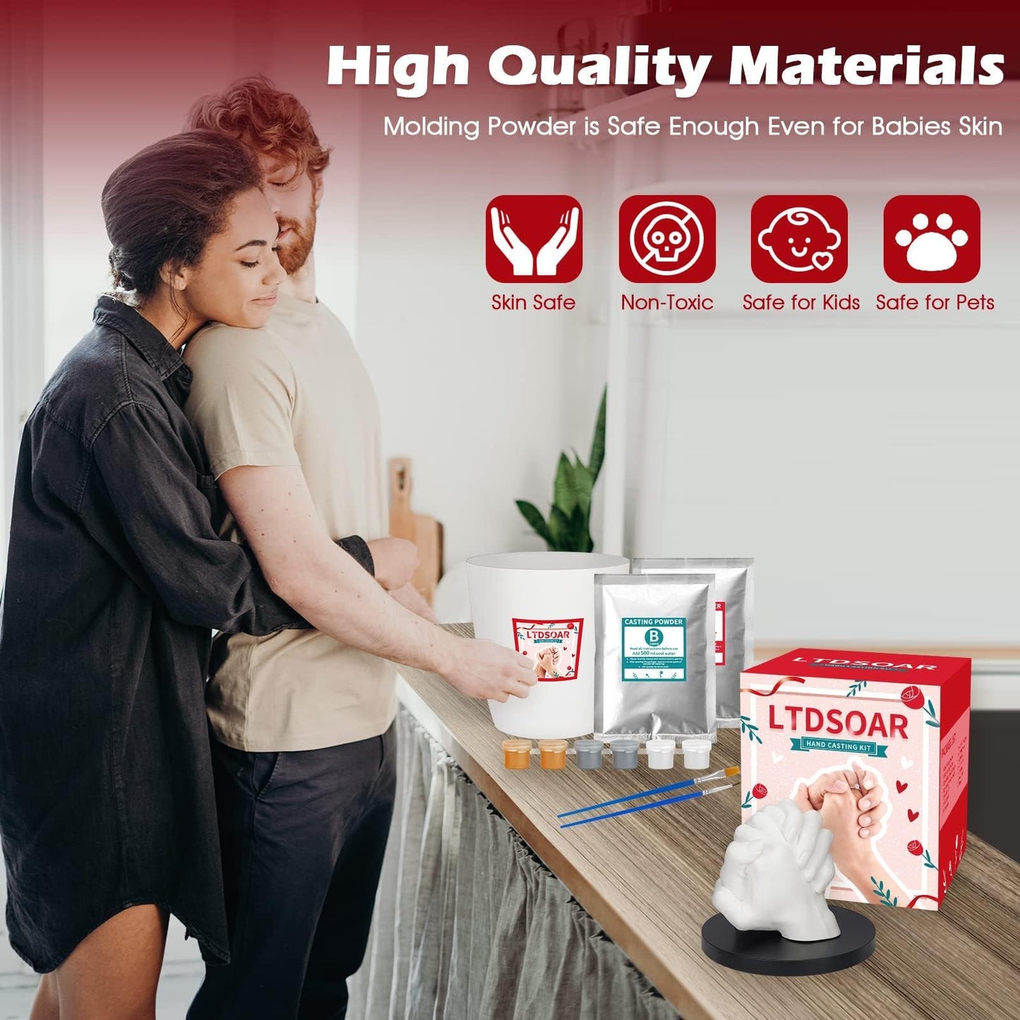 LTDSOAR Hand Casting Kit, Couples with Practice Kit, Hand Mold Kit for Women Men Engagement, Romantic Anniversary Wedding Birthday for Her or Him, Boyfriend Girlfriend Unique Bridal Shower Gift