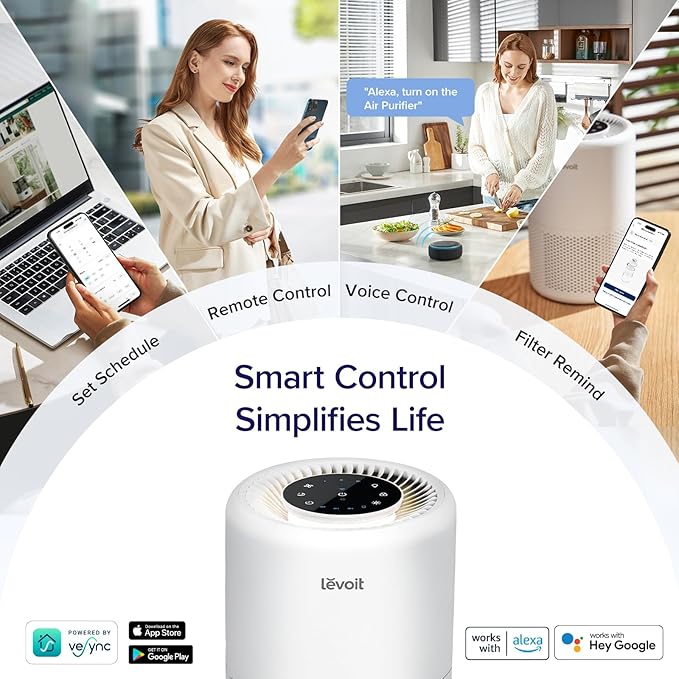LEVOIT Air Purifier and Humidifier Bundle for Bedroom, Smart WiFi Alexa Control Air Purifier Covers 916 Sq.Ft, Humidifier Provides 25 Hours Moisture
