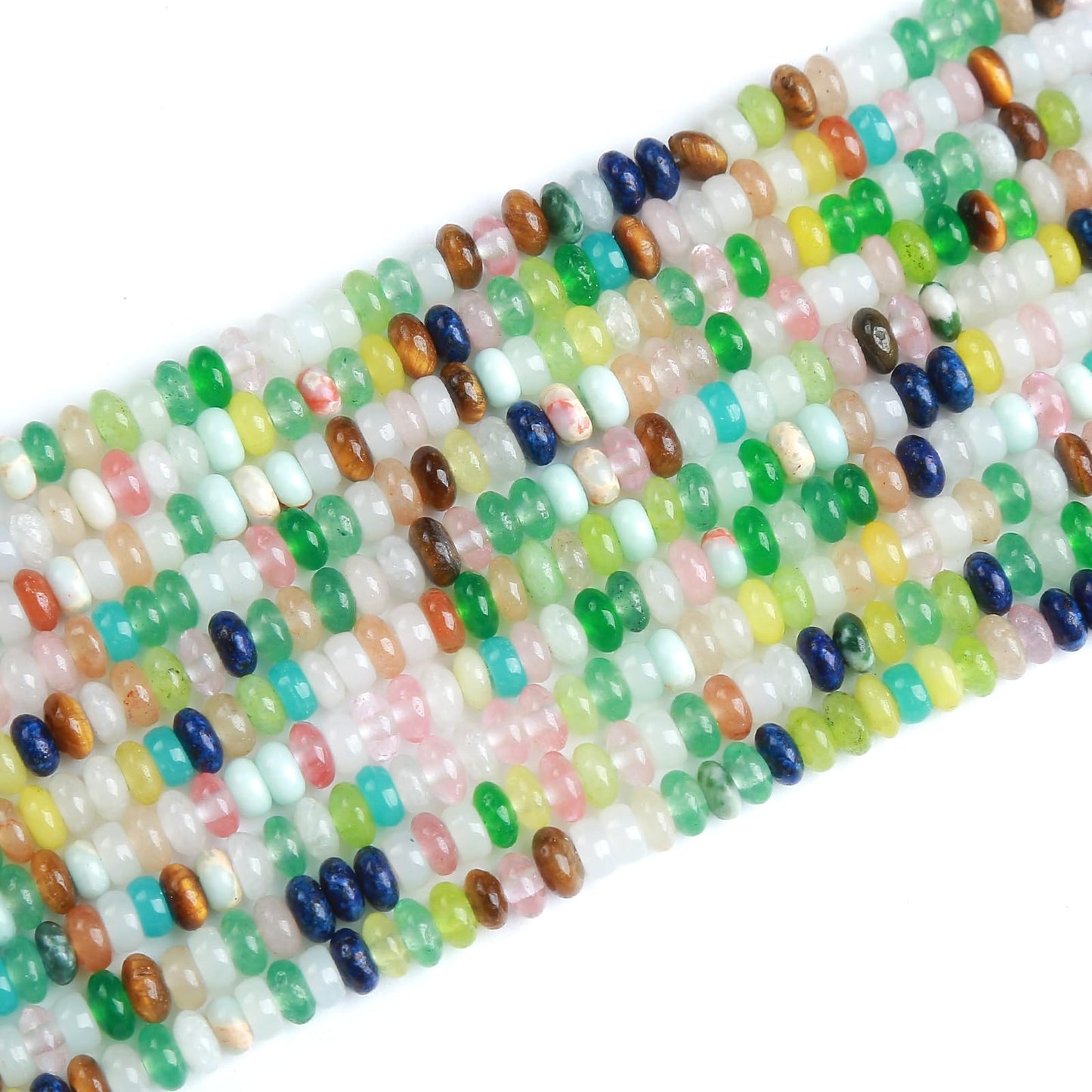 ZXYMLZI 150PCS 2x4mm Colorful Stone Rondelle Beads for DIY Jewelry Making