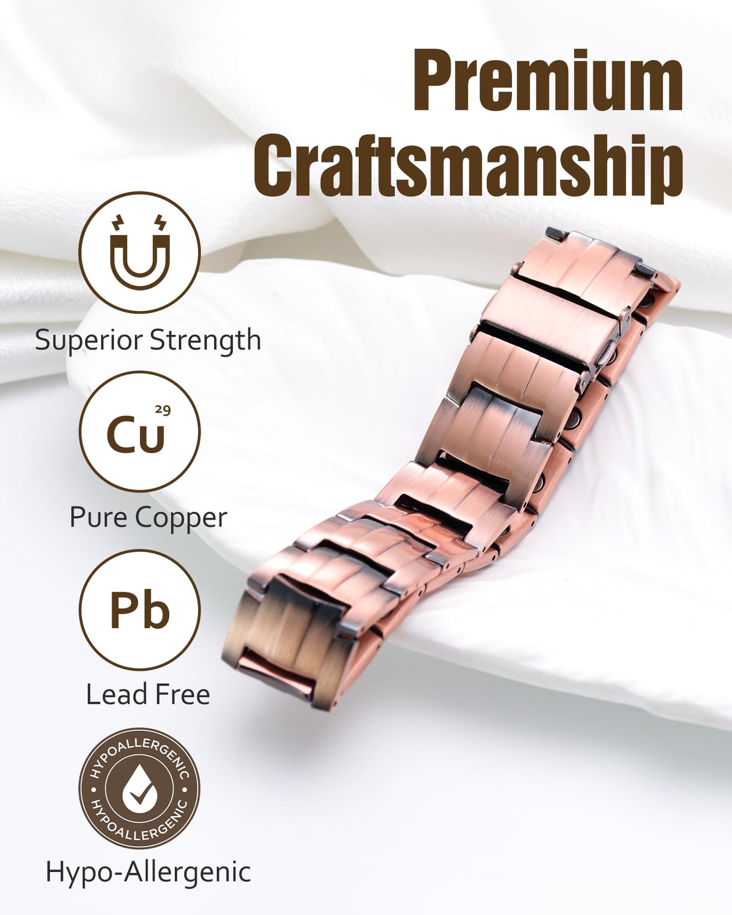Jecanori 3X Copper Magnetic Bracelet & Ring for Men,Pure Copper Bracelets for Men,Ideal Gift