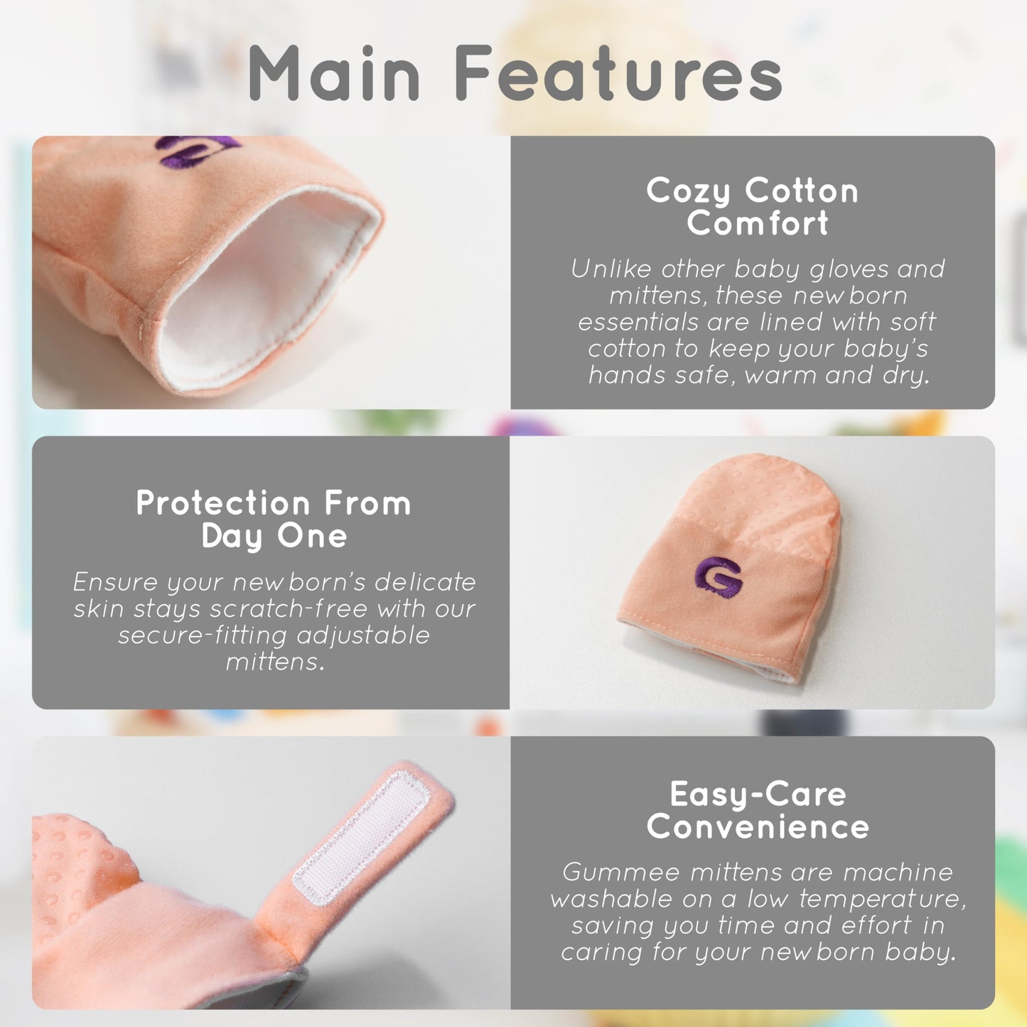 Gummee Glove Anti Scratch Teething Mittens Pink