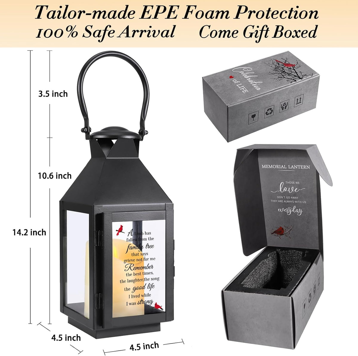Memorial Lantern, Sympathy Gifts for Loss of Mom/Loved One, Bereavement Gifts, in Memory of Loved One Lantern,Celebration of Life, Memorial Gifts, Funeral Lantern,A Limb has Fallen from The Family..