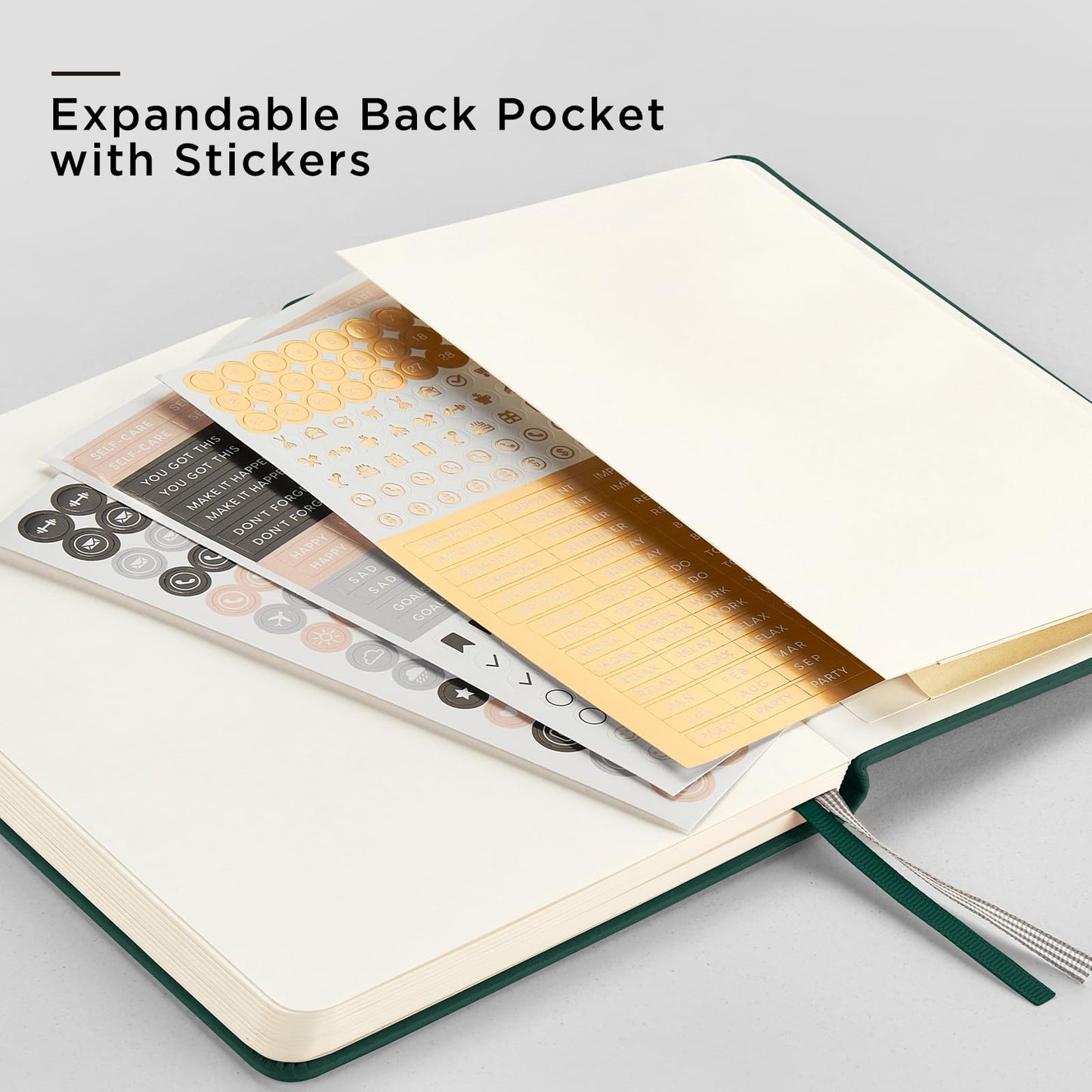 &And Per Se 10-Pack Dotted Notebooks, A5 Hardcover Dotted Journal Set, 160 Pages, 100gsm Paper, Office Supply Bulk Order, Corporate Workshop Materials – 3 Sticker Sheets Each (Green)