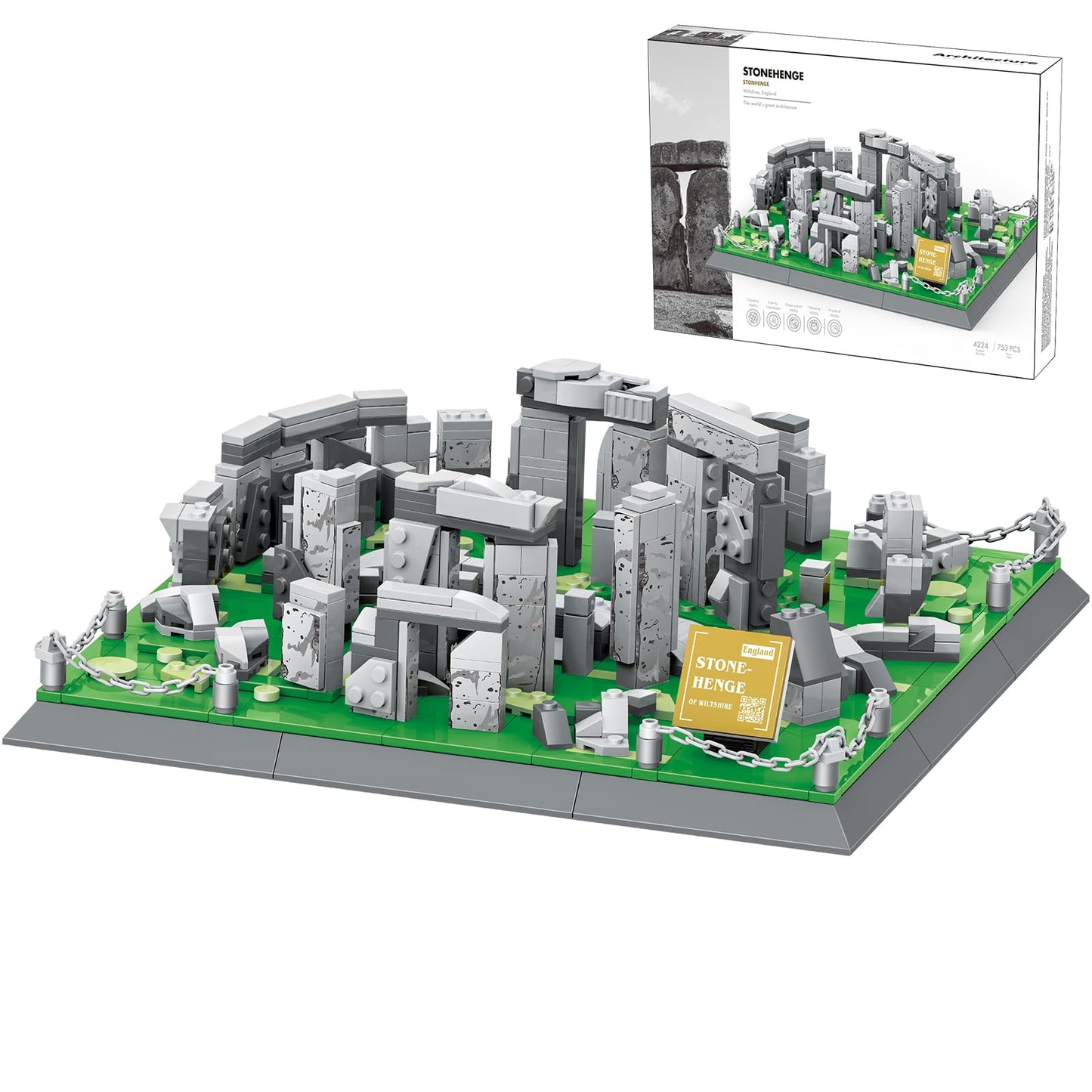 GHQYTPR Stonehenge Building Block Set 753 Pcs World Famous Architecture Model Kit for Adults & Teens Historical England Landmark Construction Project Home Office Desk Decor Display Gift